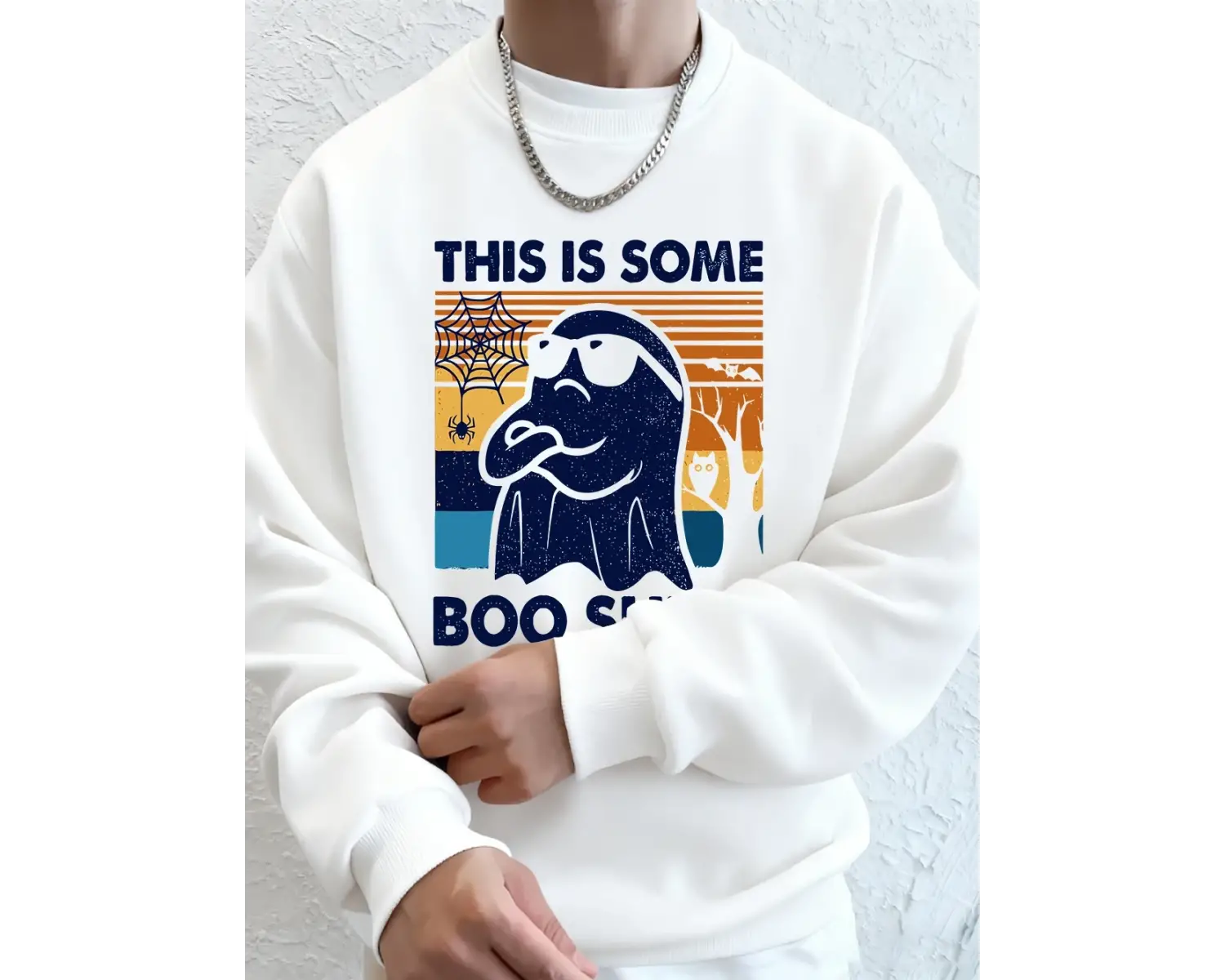 Bu Biraz Şaka Yapılı Baskılı Erkek Sweatshirt Kışlık Yuvarlak Yaka Kapüşonlu Sweatshirt Sokak