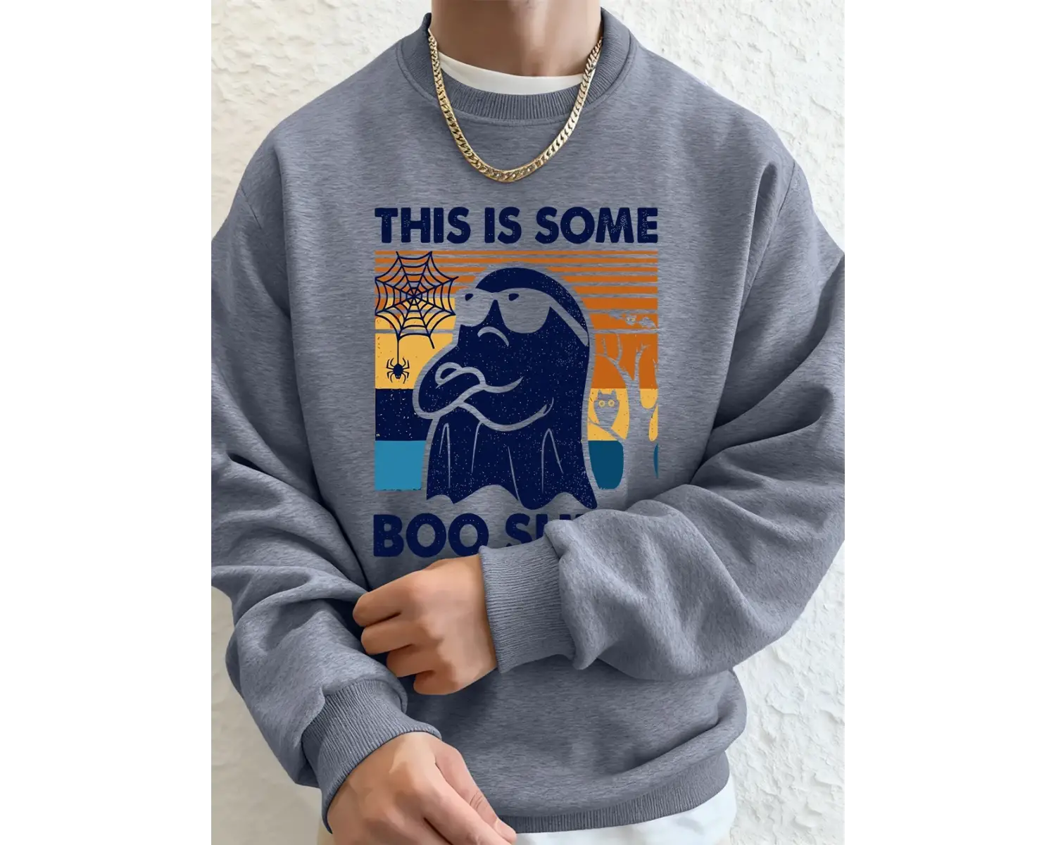 Bu Biraz Şaka Yapılı Baskılı Erkek Sweatshirt Kışlık Yuvarlak Yaka Kapüşonlu Sweatshirt Sokak