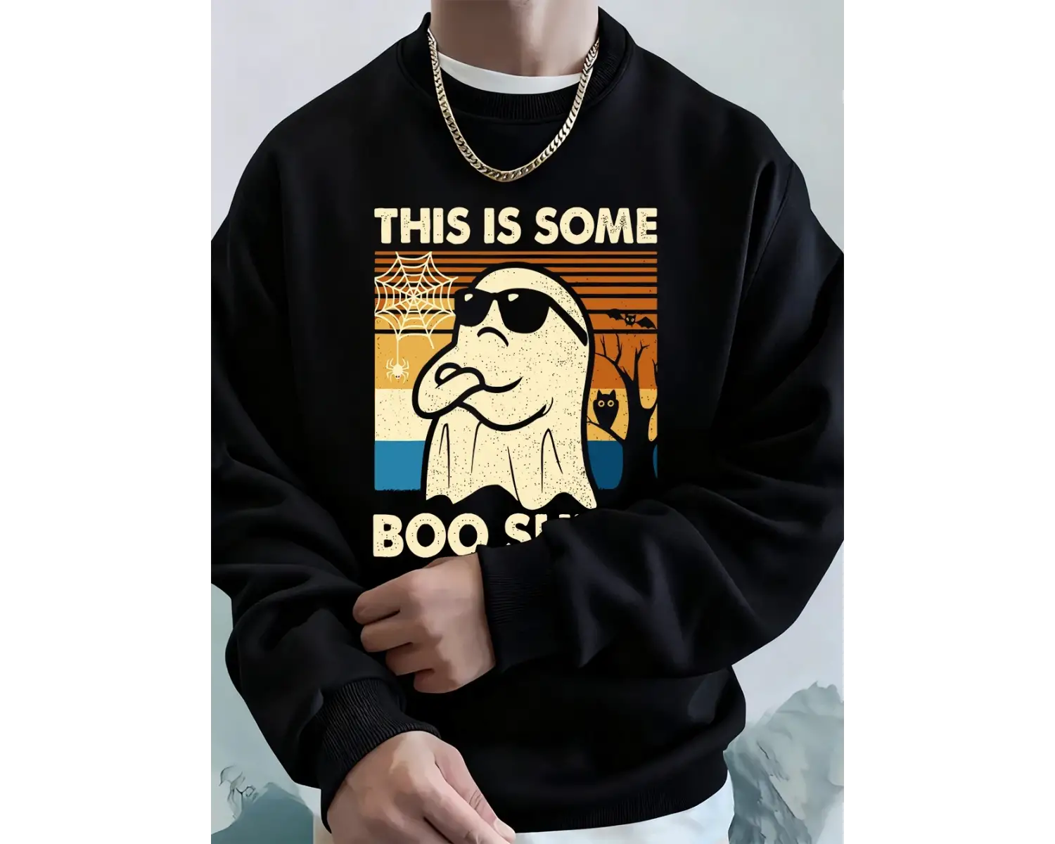 Bu Biraz Şaka Yapılı Baskılı Erkek Sweatshirt Kışlık Yuvarlak Yaka Kapüşonlu Sweatshirt Sokak