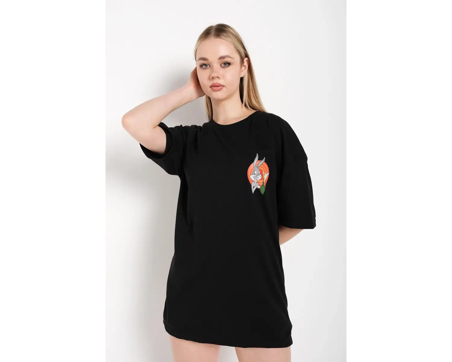 Bugs Bunny Baskılı Beyaz Oversize Tshırt