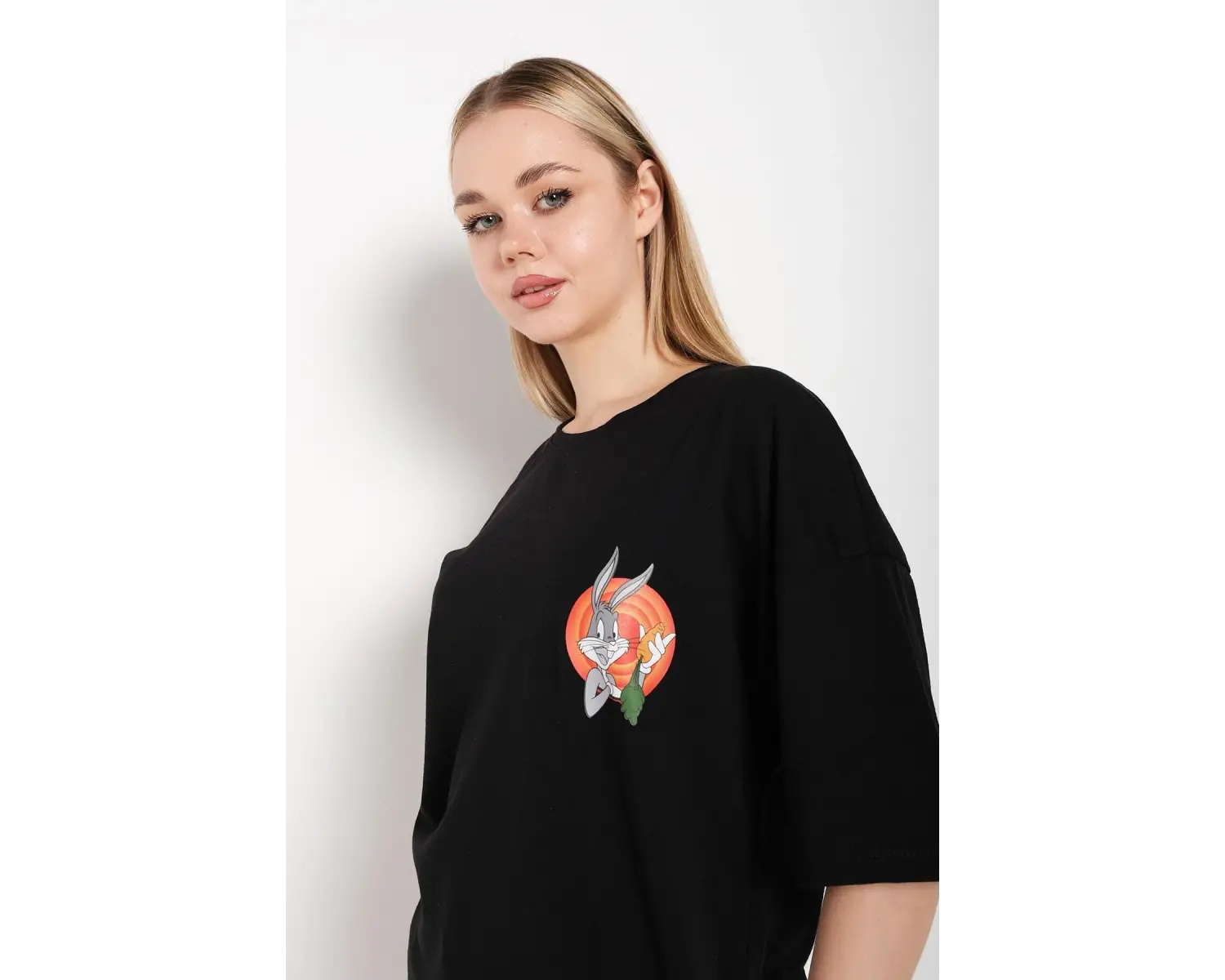 Bugs Bunny Baskılı Beyaz Oversize Tshırt