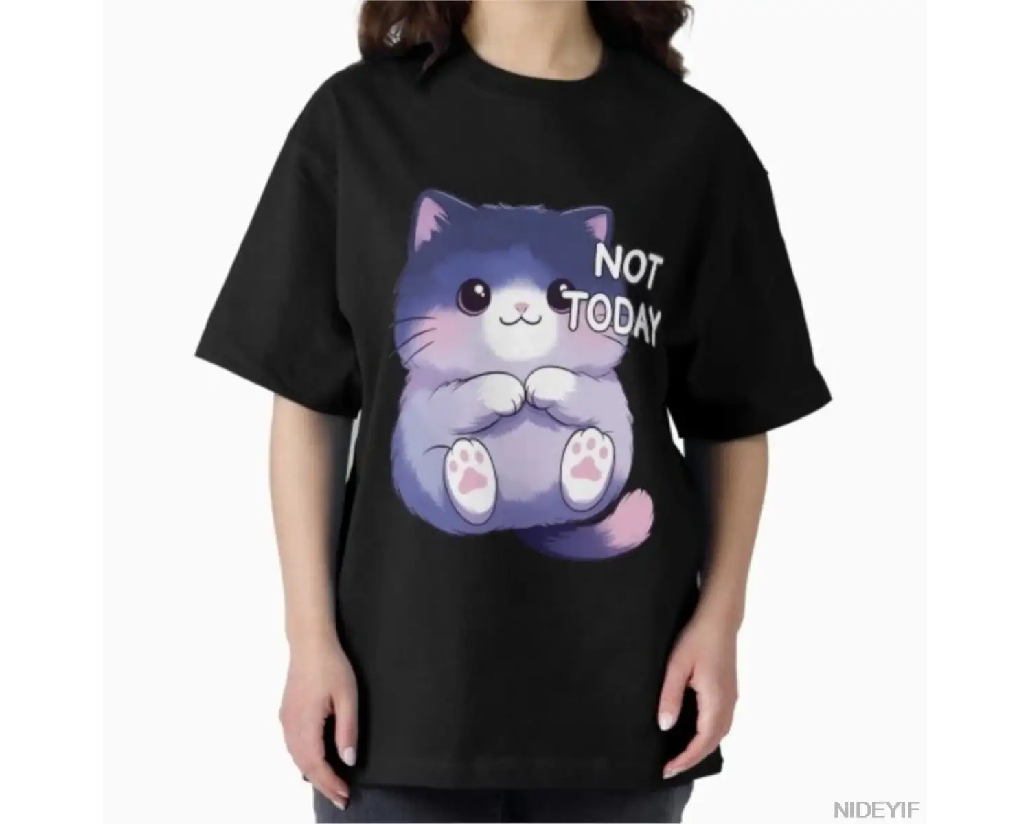 Bugün Değil Meme T-shirt Erkekler Kadınlar Için %100 Pamuklu Tişörtler Kısa Kollu Üstler 1208