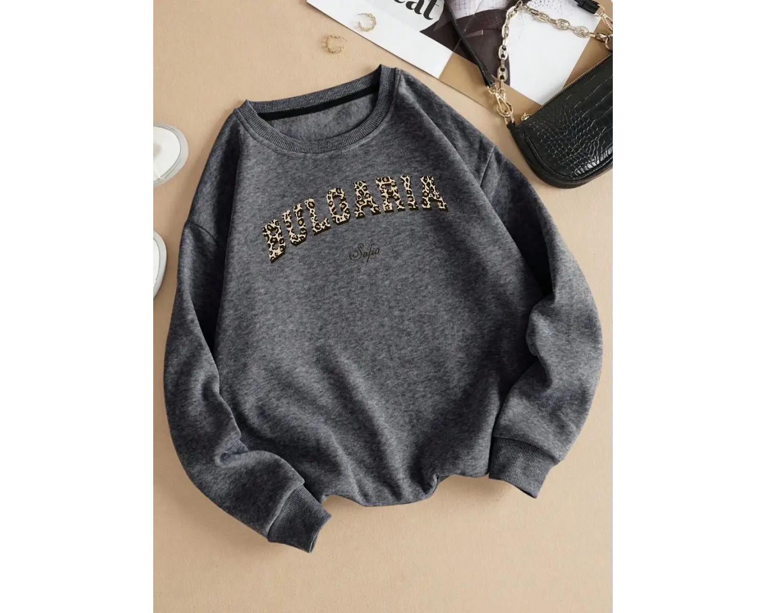 Buloaria Sofia Desen Yeni Moda Kazak Bayan Gevşek Polar Kazak O-Boyun Sonbahar Kış Tişörtü So