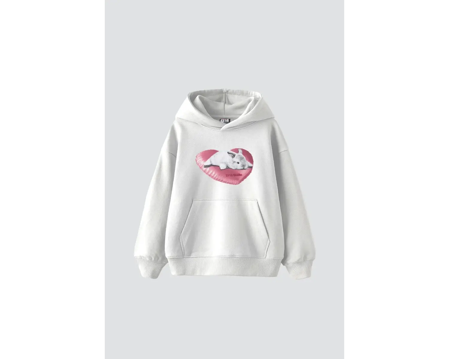 Bunny Baskılı Oversize Unisex Beyaz