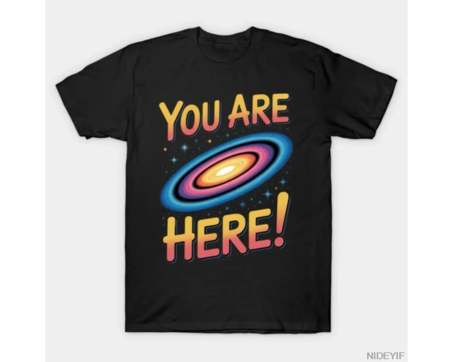 Buradasınız Spiral Galaxy Uzay Mizah T-shirt Erkekler Kadınlar Için % 100% Pamuk T Shirt Kısa