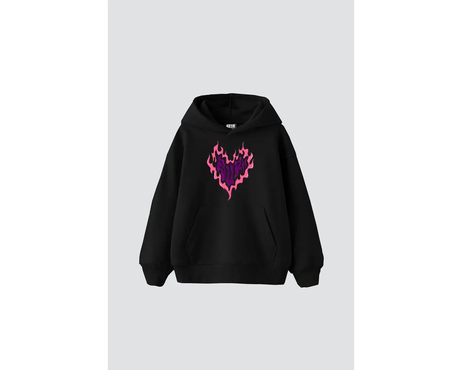Burn Heart Baskılı Oversize Unisex Premium Siyah