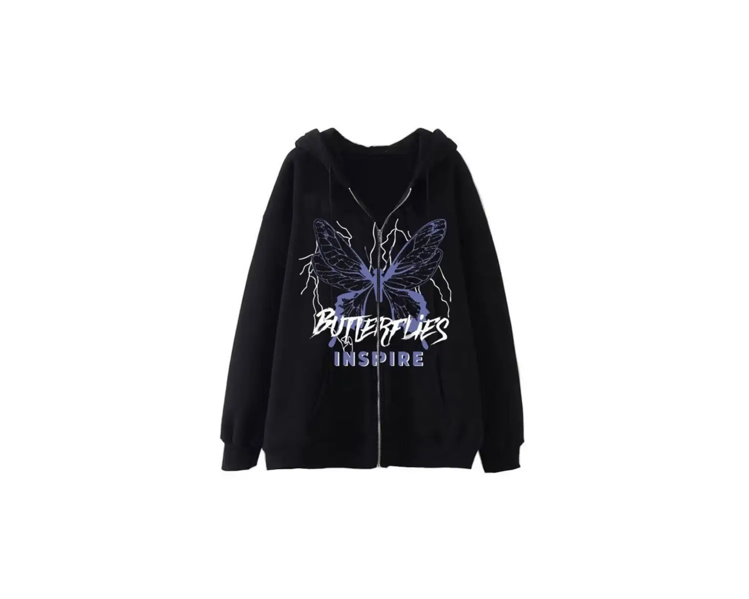 Butterflies Kelebek Desenli Fermuarlı Hoodie 14534