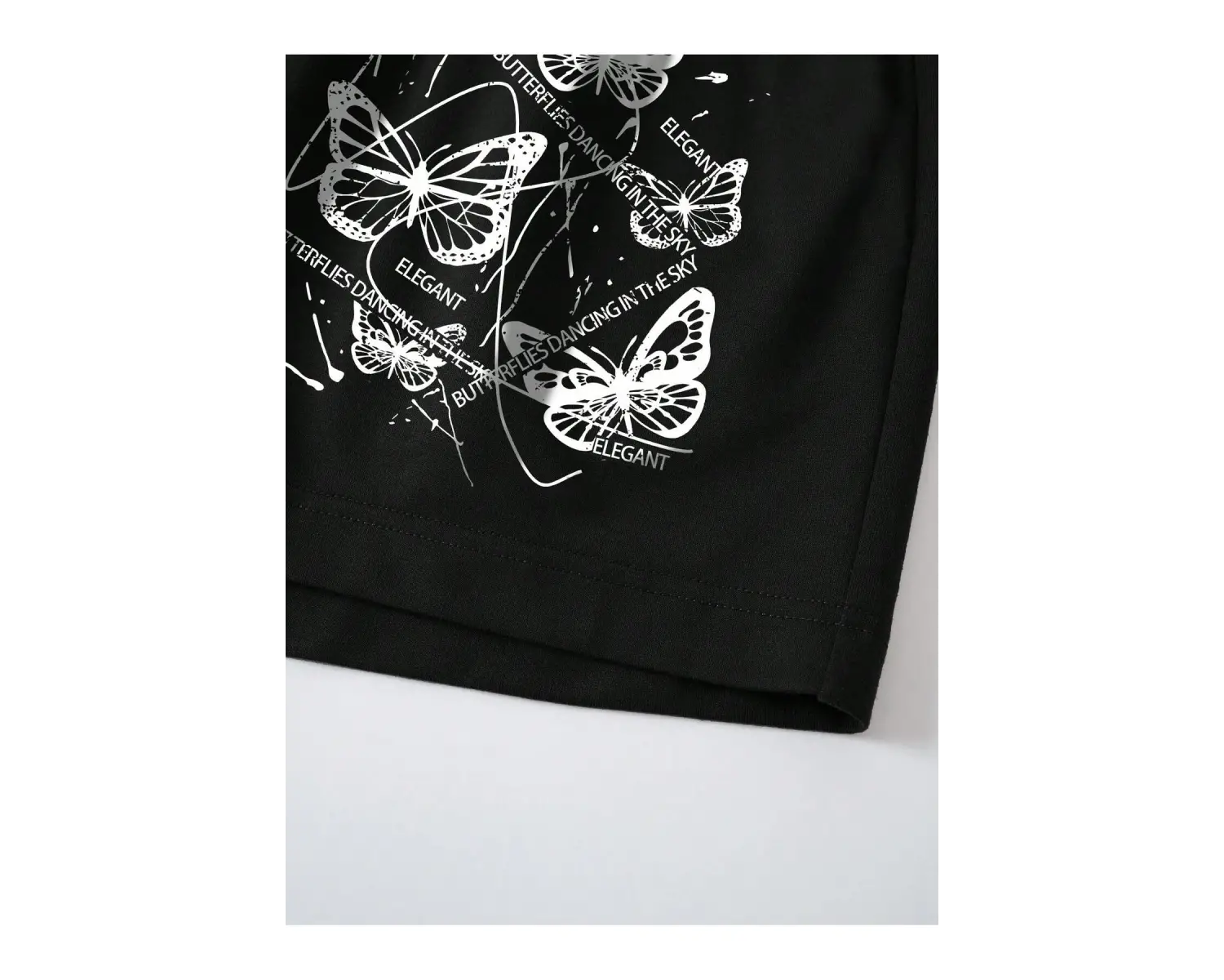 Butterfly Print Drawstring Waist Drawstring Waist Şort