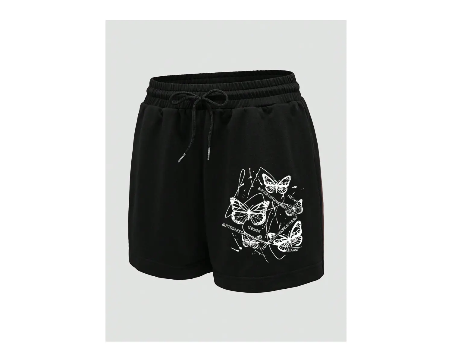 Butterfly Print Drawstring Waist Drawstring Waist Şort