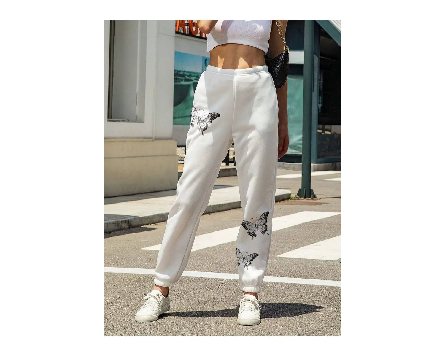 Butterfly Print Elastic Waist 4 Mevsim Eşofman