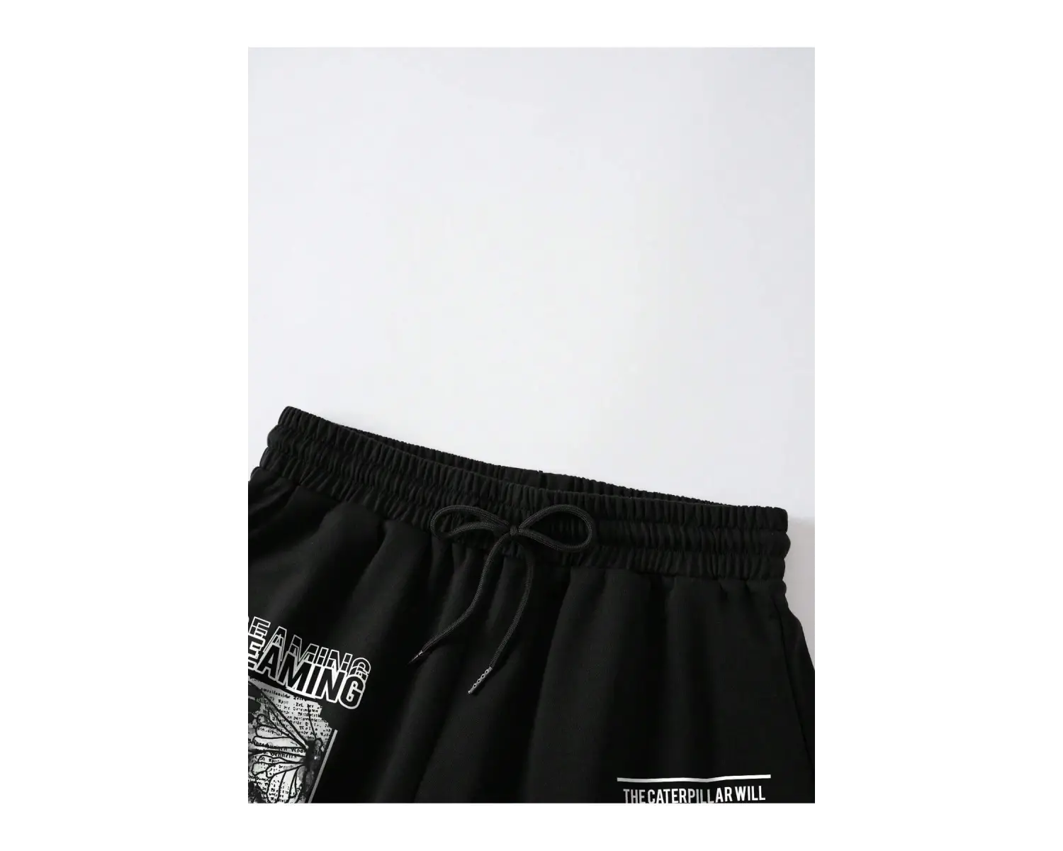 Butterfly & Slogan Graphic Drawstring Waist Track Şort