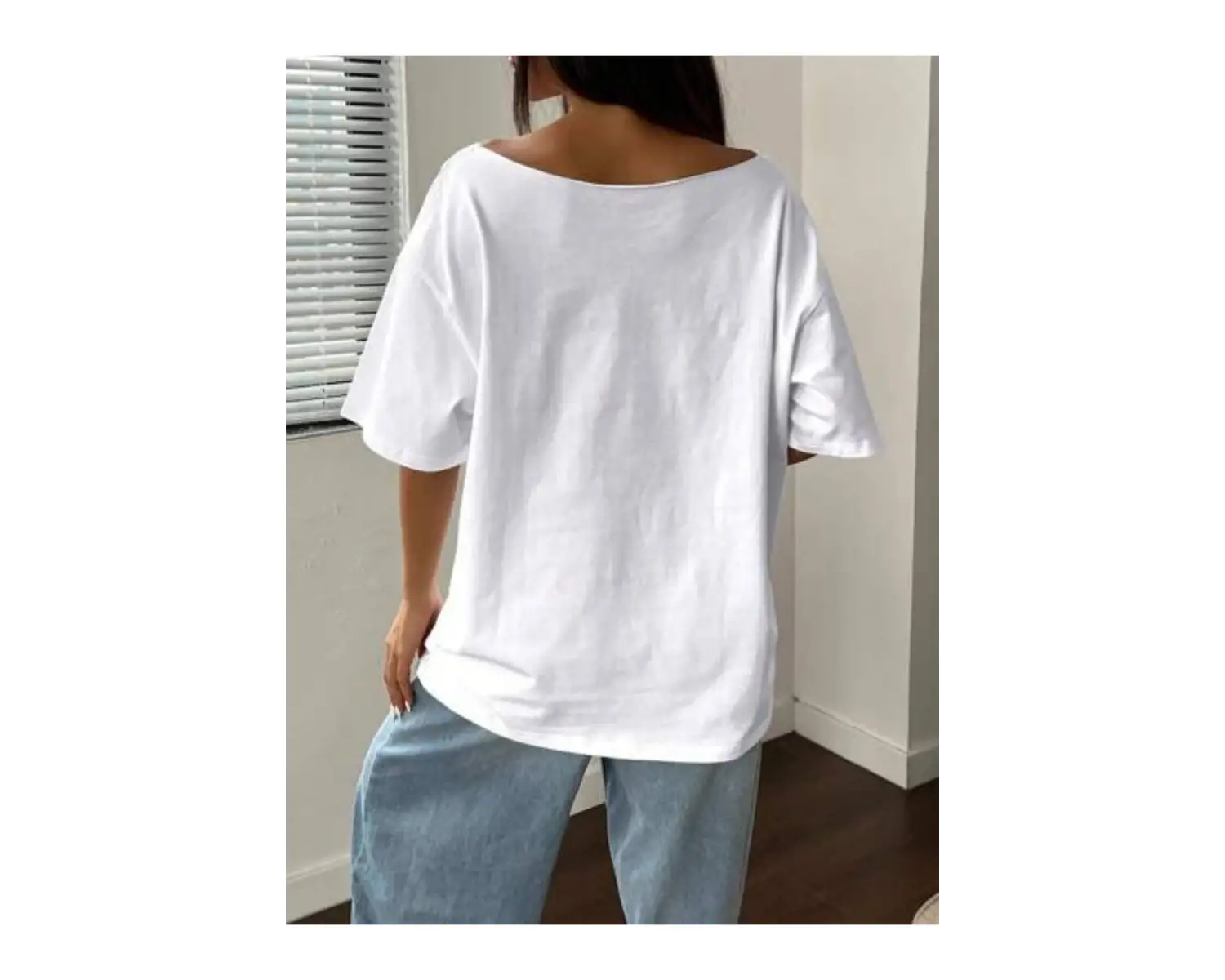 Büyük Beden Kayık Yaka Brooklyn Baskılı Oversize %100 Pamuk