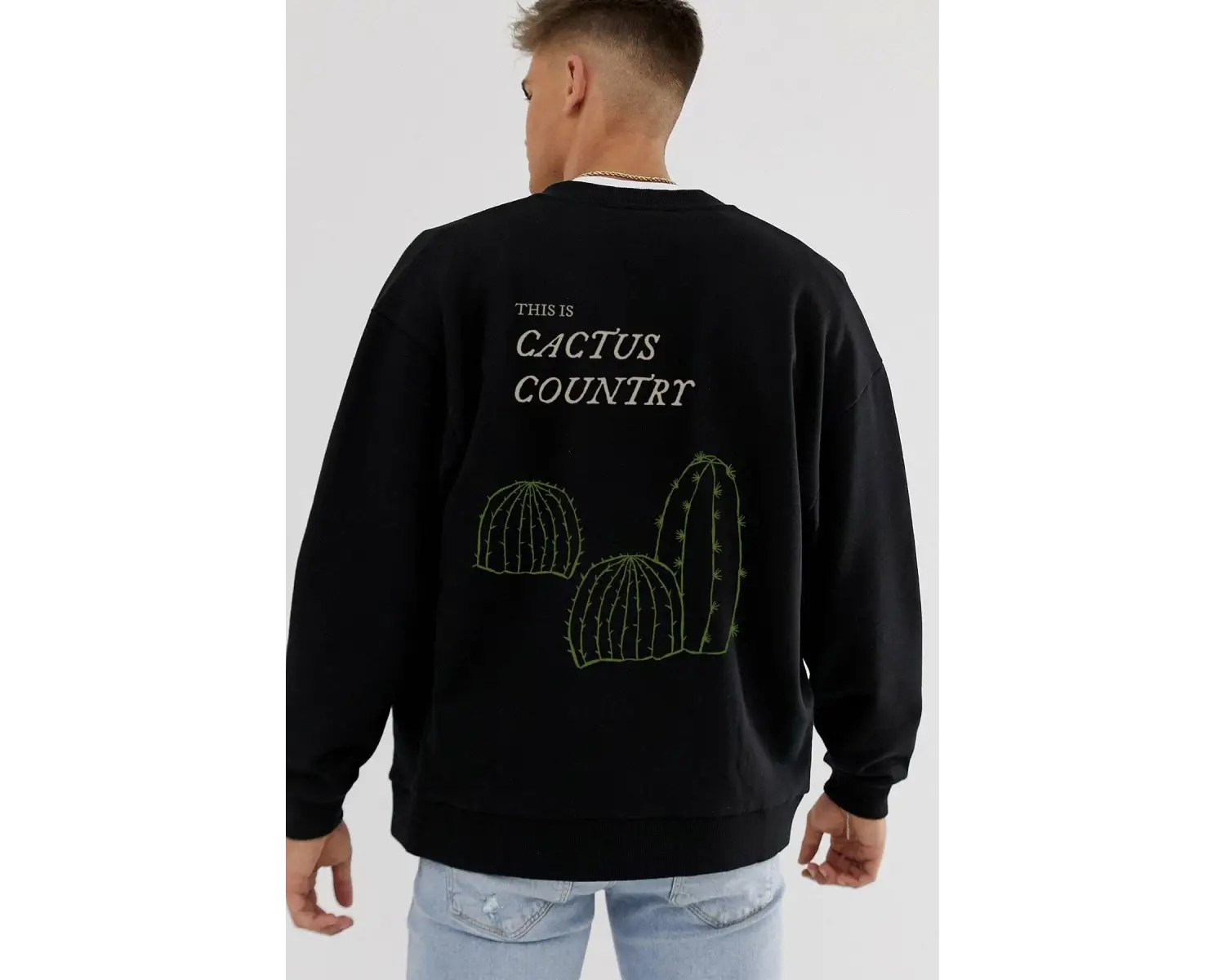Cactus Oversize Siyah Sweatshirt Tarzsokak58