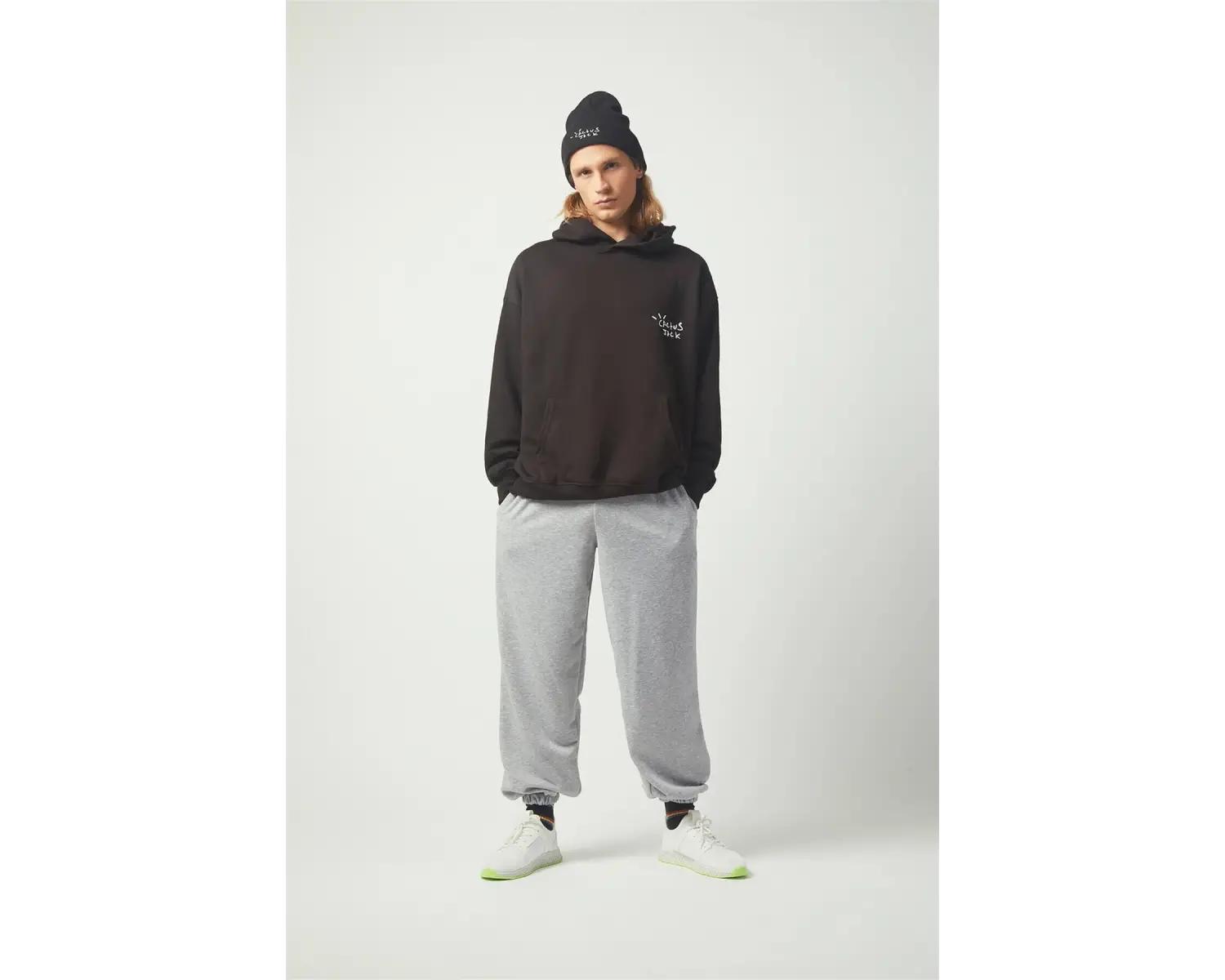 Cactus Oversıze Sweatshirt Hoodie Siyah