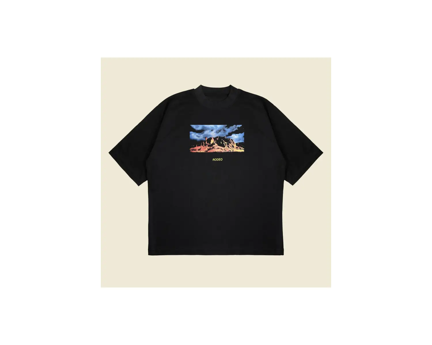 Cactusj Rodeo Baskılı Oversize Unisex Pamuklu Nefes Alan Kalın Kumaşlı