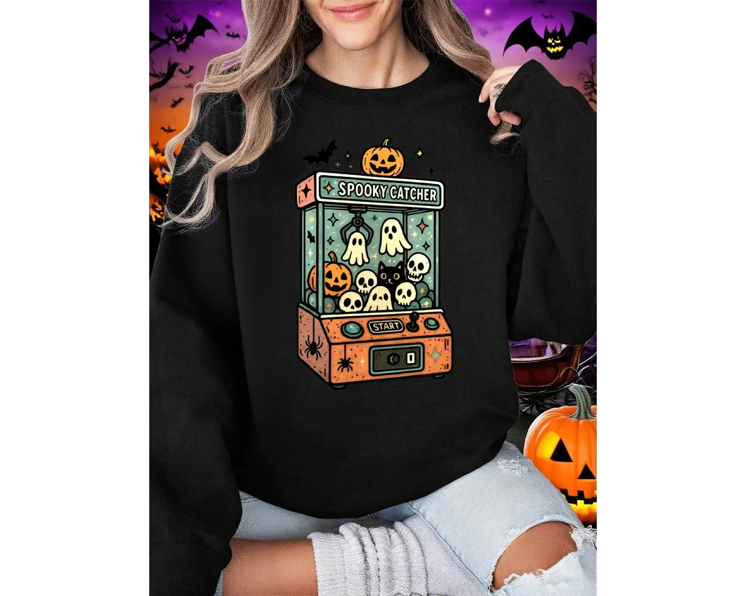 Cadılar bayramı Temalı Bebek Makinesi Baskılar Tişörtü Kadın Gevşek Temelleri Hoodie Polar Sı