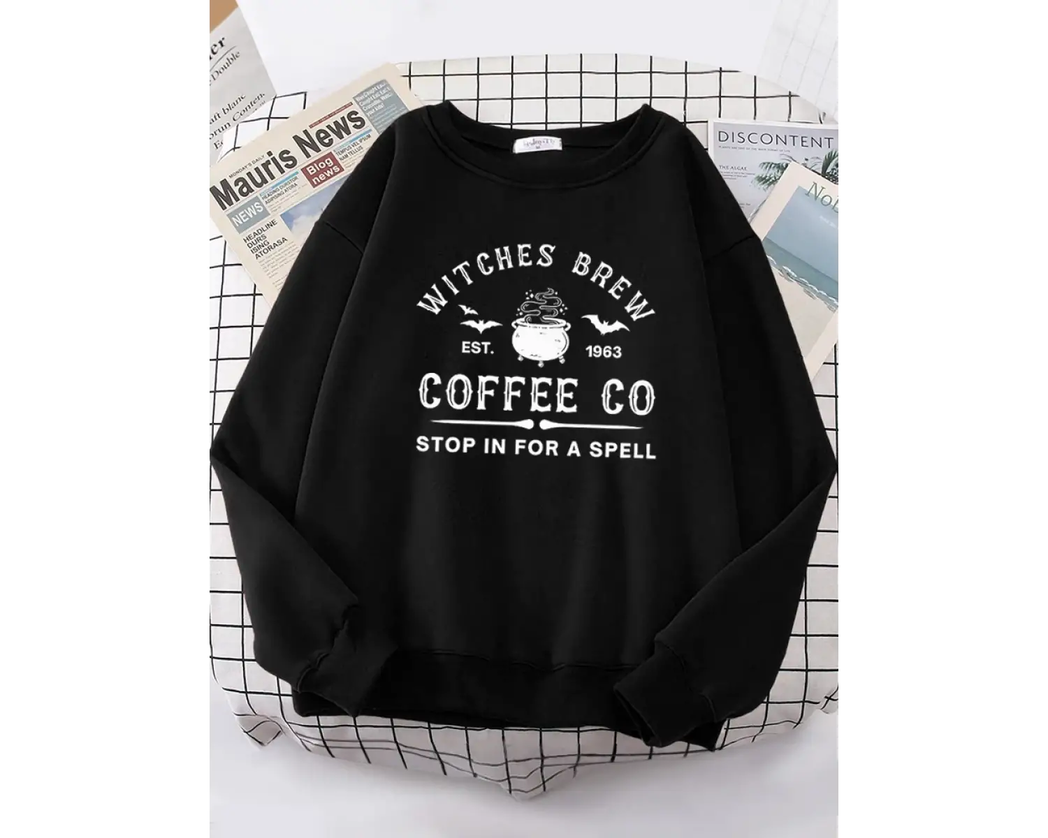Cadılar Demlemek Kahve Mektup Baskı Basit Düz Renk Mektup Baskı Bayan Tişörtü Uzun Kollu Sıca