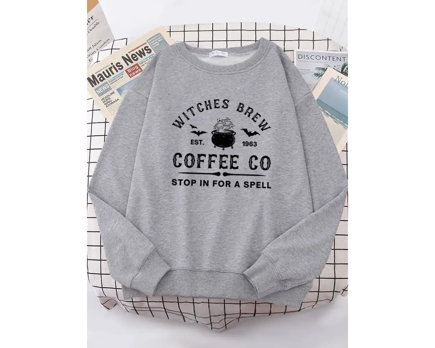 Cadılar Demlemek Kahve Mektup Baskı Basit Düz Renk Mektup Baskı Bayan Tişörtü Uzun Kollu Sıca