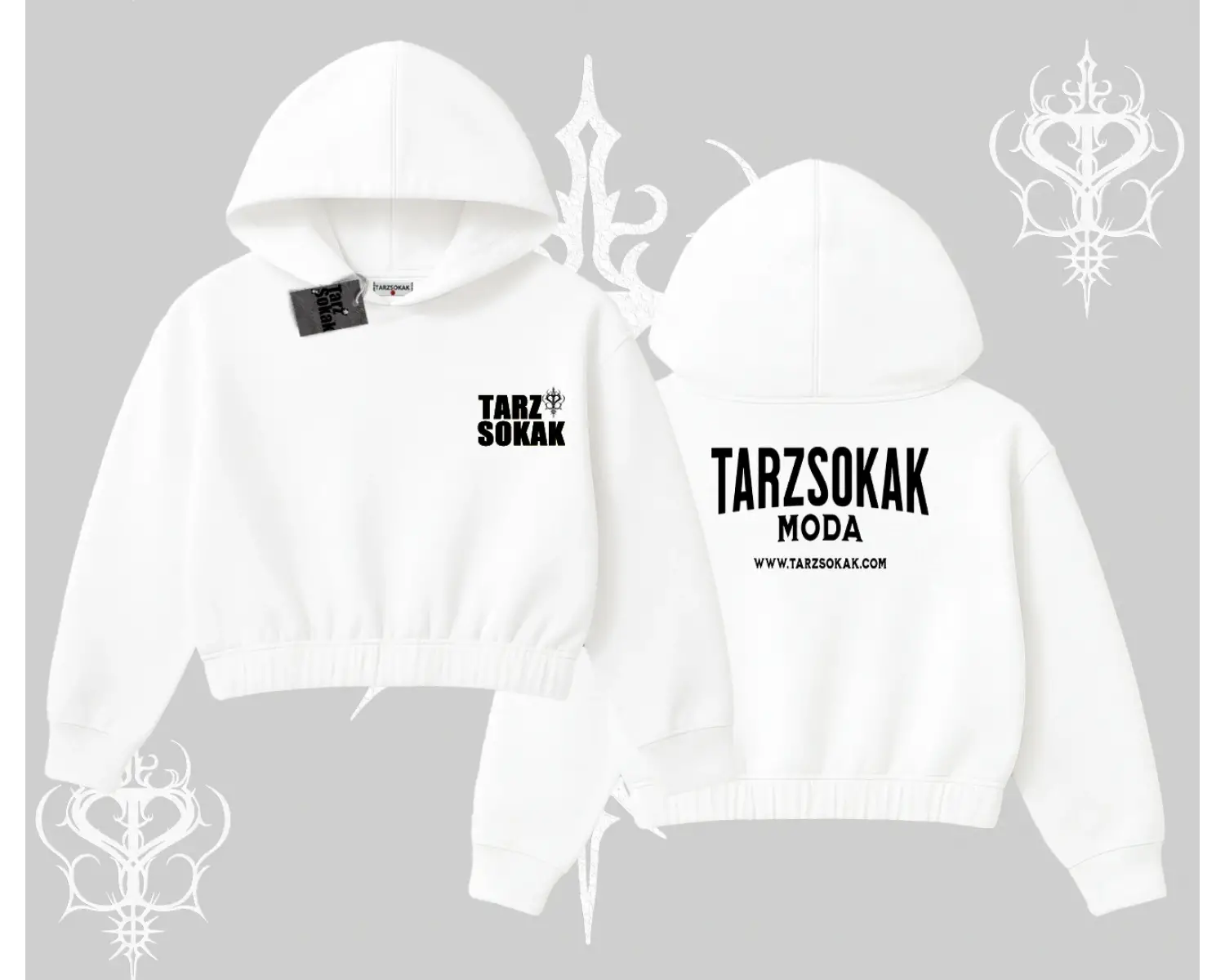 Cafe - Butik - Galeri vb işyerlerine  Kadın Kapşonlu Crop  Sweatshirt