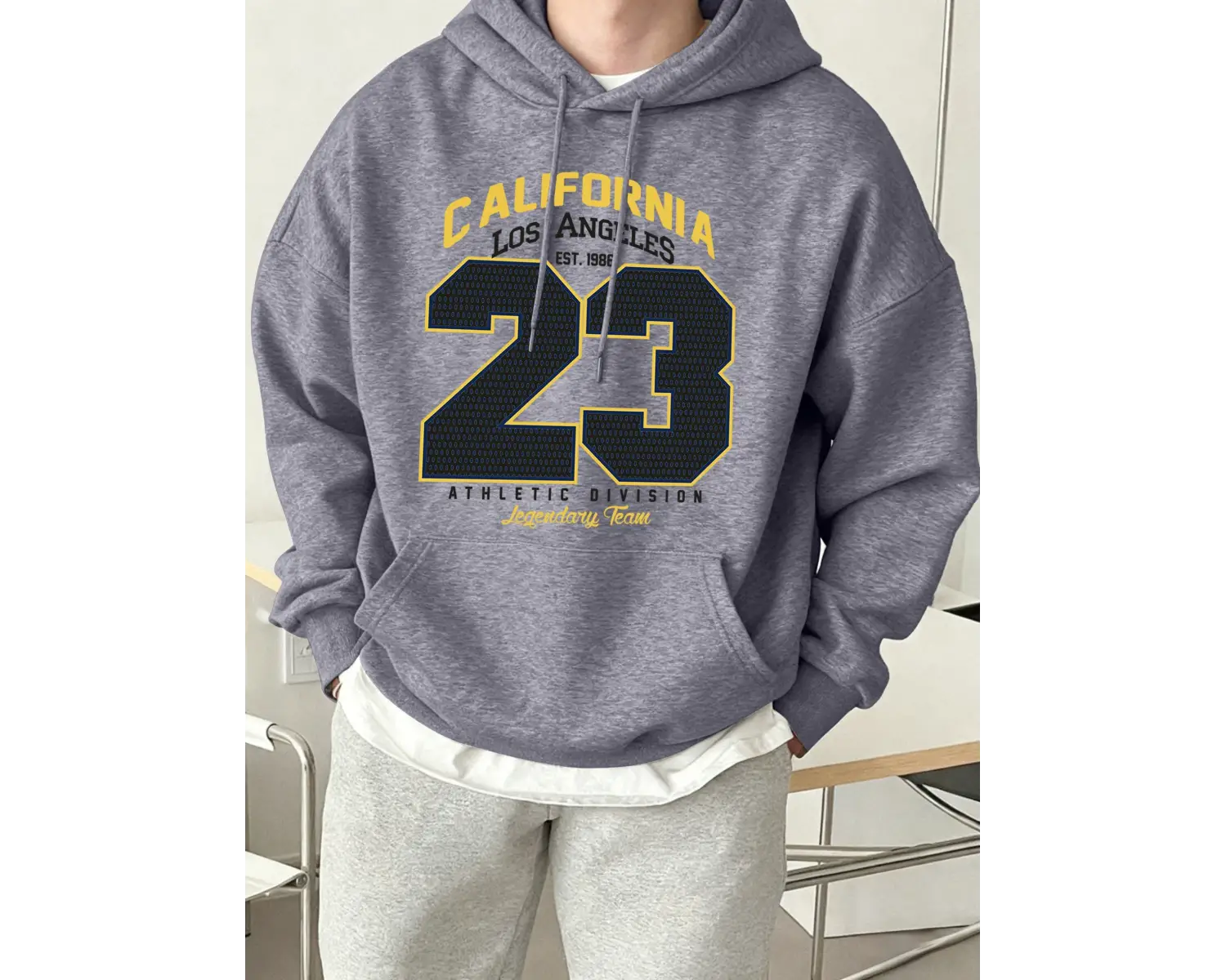 California Athletic Division Number 23 Baskılı Hoody Erkek Sokak Stili Yumuşak Sweatshirtler