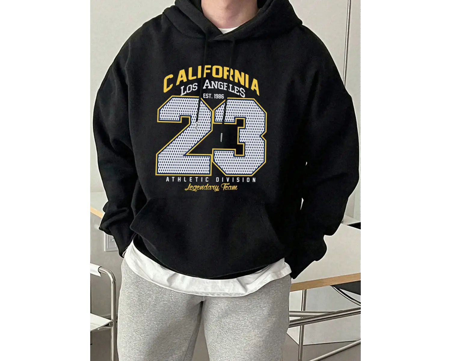 California Athletic Division Number 23 Baskılı Hoody Erkek Sokak Stili Yumuşak Sweatshirtler