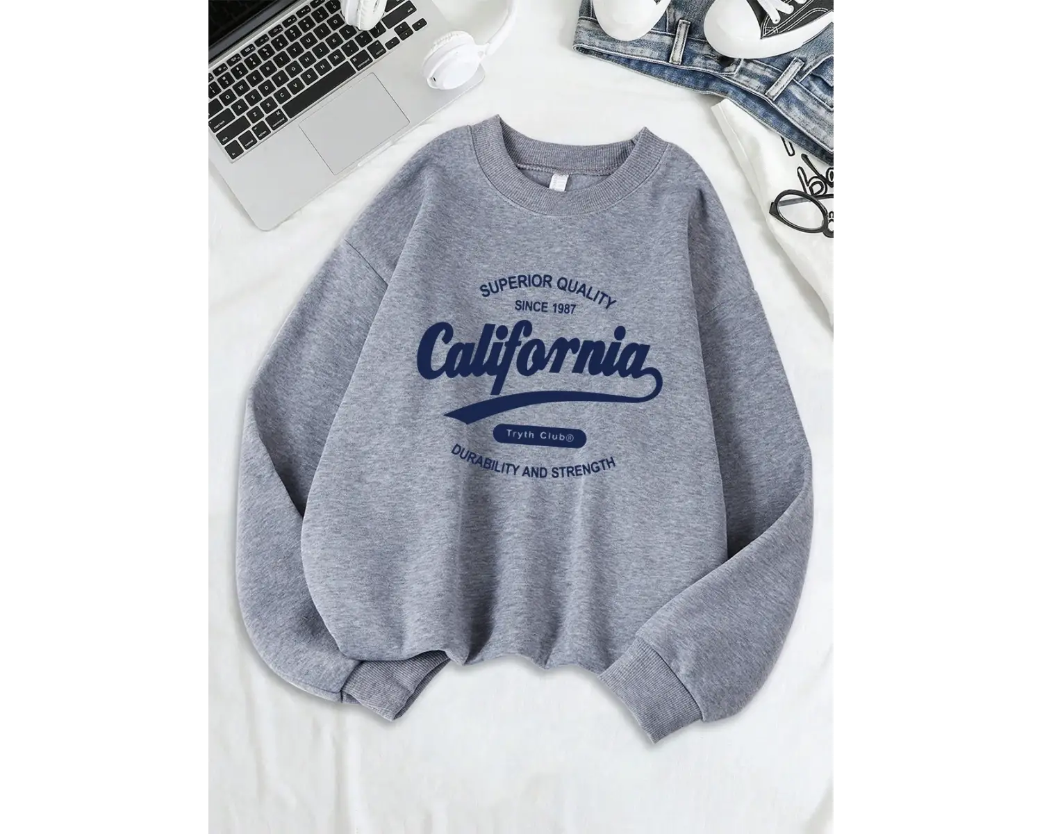 California Dayanıklılık Ve Gücü Baskılar Kazak Kadın Polar Sıcak Temelleri Hoodie Crewneck Ge