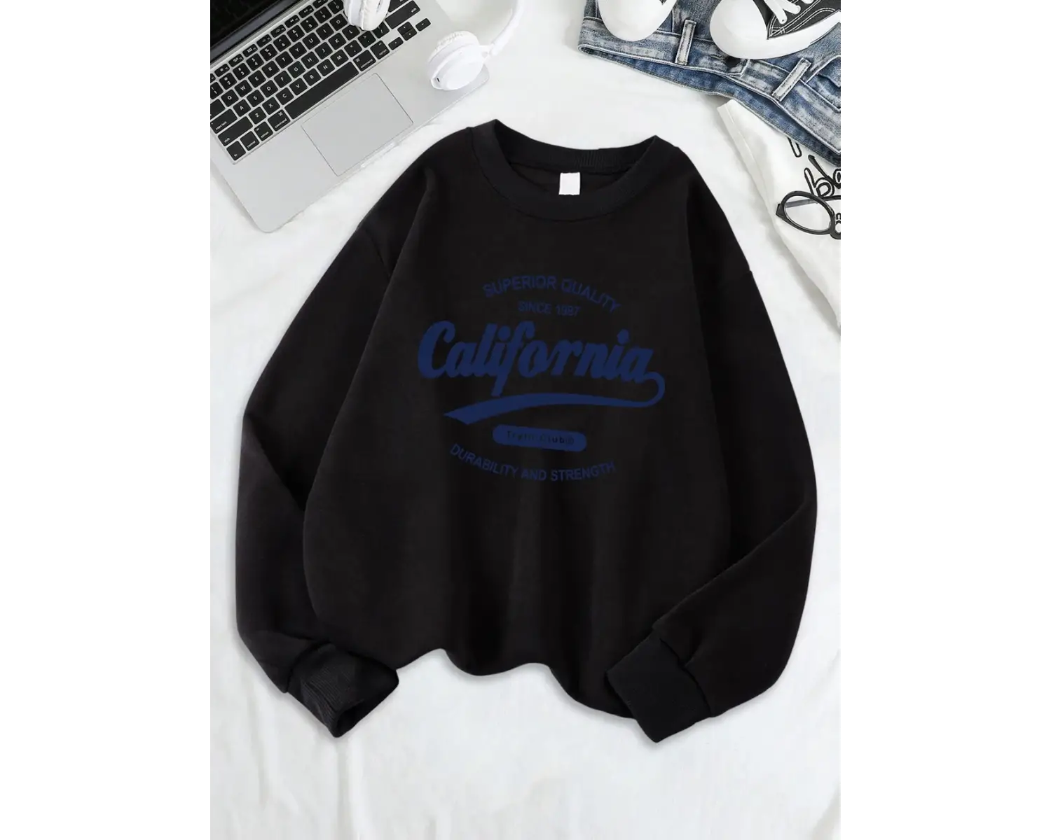 California Dayanıklılık Ve Gücü Baskılar Kazak Kadın Polar Sıcak Temelleri Hoodie Crewneck Ge