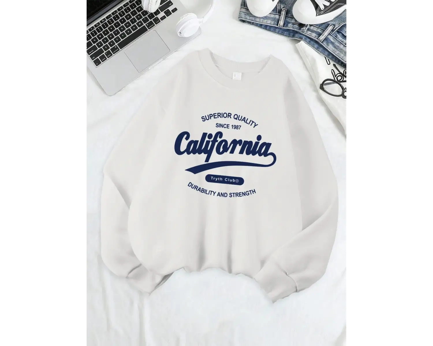 California Dayanıklılık Ve Gücü Baskılar Kazak Kadın Polar Sıcak Temelleri Hoodie Crewneck Ge