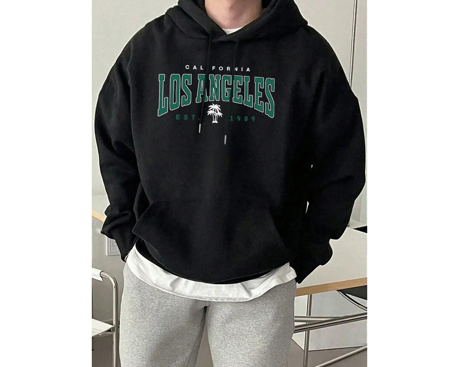 California Est 1989 Baskı Moda Kapüşonlu Üst Unisex Sonbahar Polar Giysiler Gevşek Cepli Tişö