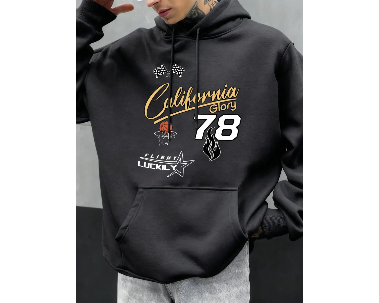California Glory Basketbol Numarası 78 Baskılı Erkekler Kapüşonlular Polar Kazak Cep Hoody Mo