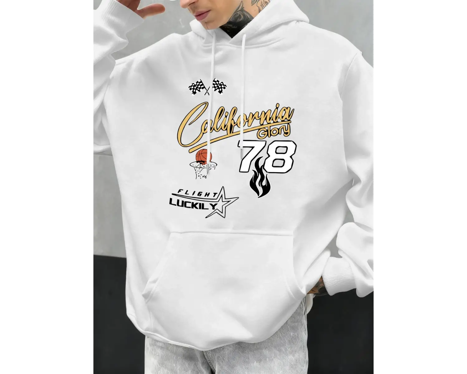 California Glory Basketbol Numarası 78 Baskılı Erkekler Kapüşonlular Polar Kazak Cep Hoody Mo