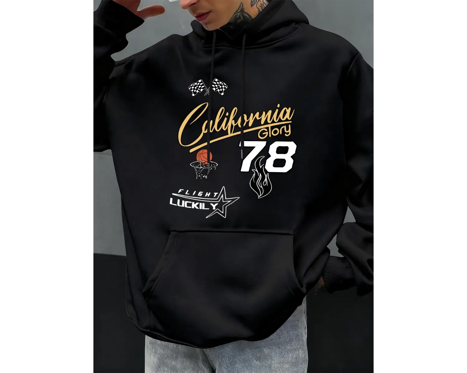 California Glory Basketbol Numarası 78 Baskılı Erkekler Kapüşonlular Polar Kazak Cep Hoody Mo