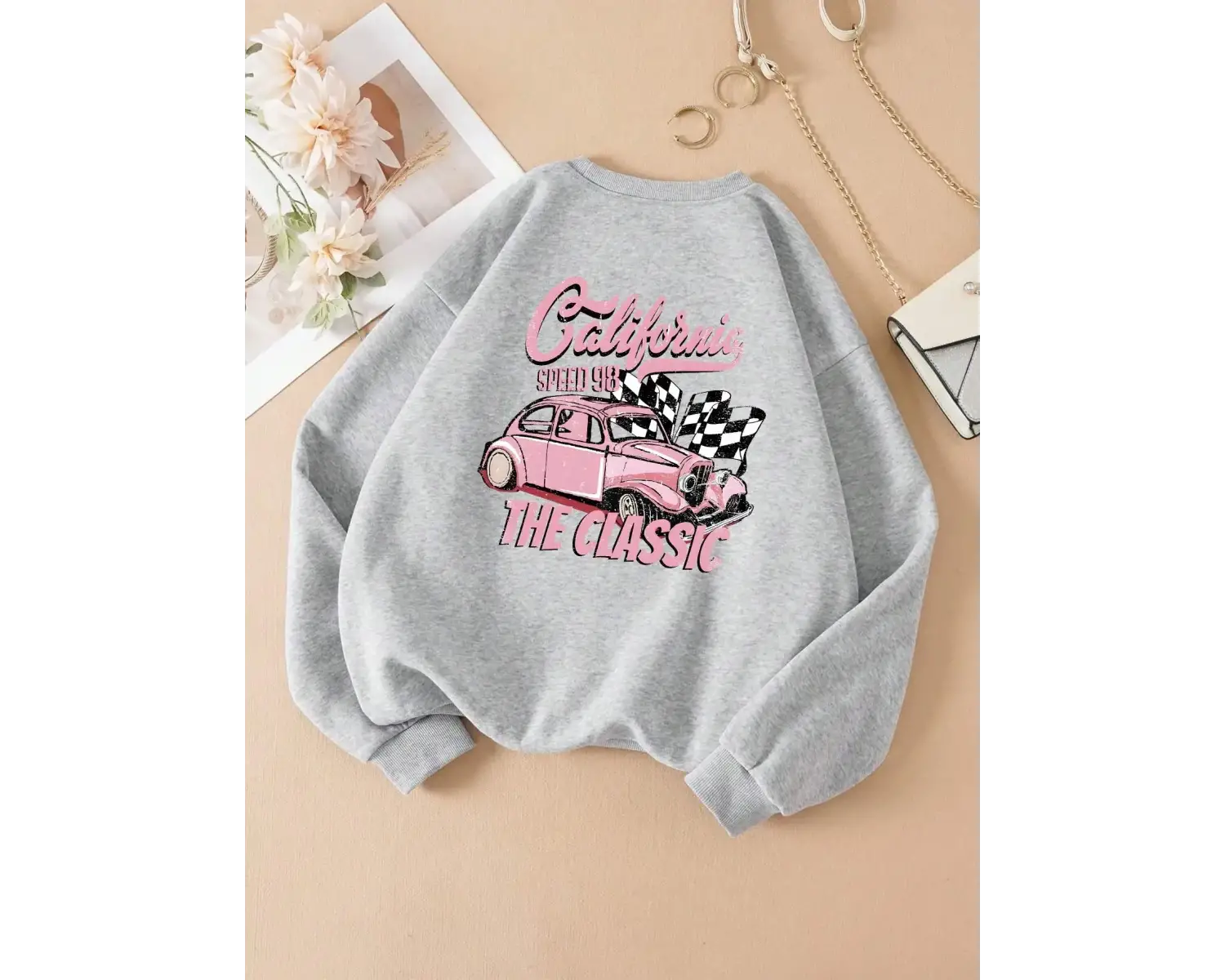 California Klasik Baskılı Eşofman Kadın Temel Moda Tüm Maç Hoodie Grafik Komik Kapüşonlular H