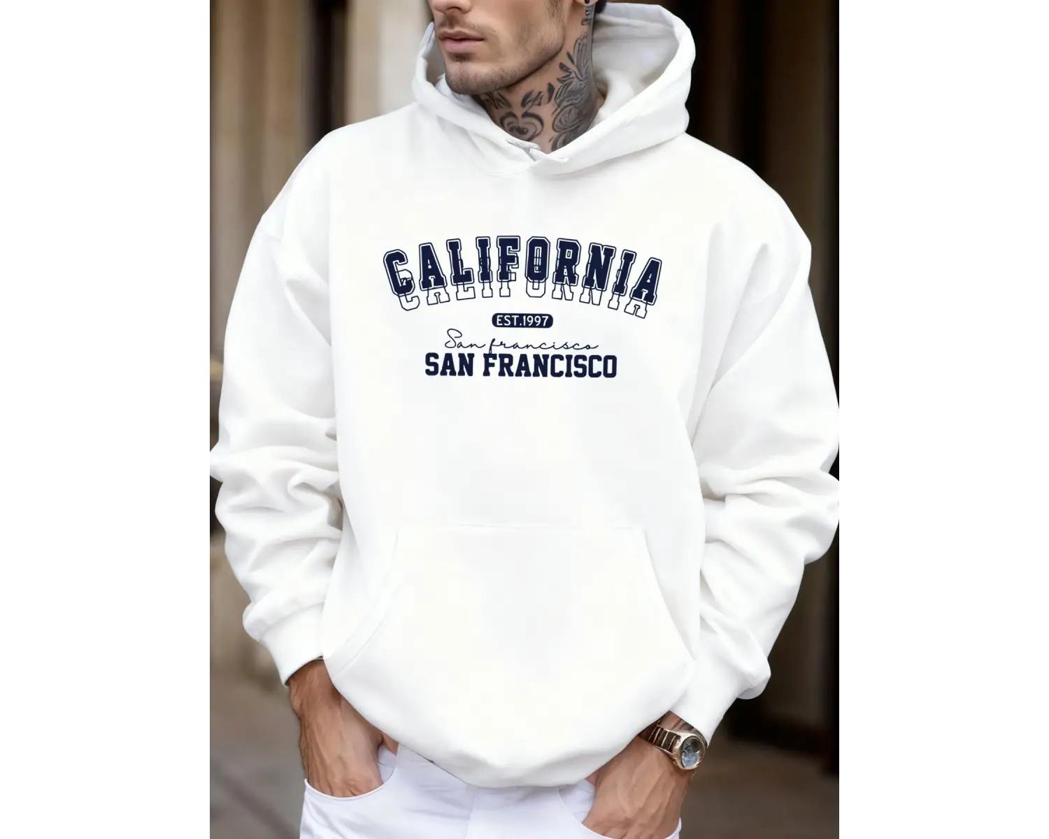 California San Francisco Est 1997 Baskılı Yumuşak Bol Kapüşonlu Üstler Polar Sonbahar Spor Gi