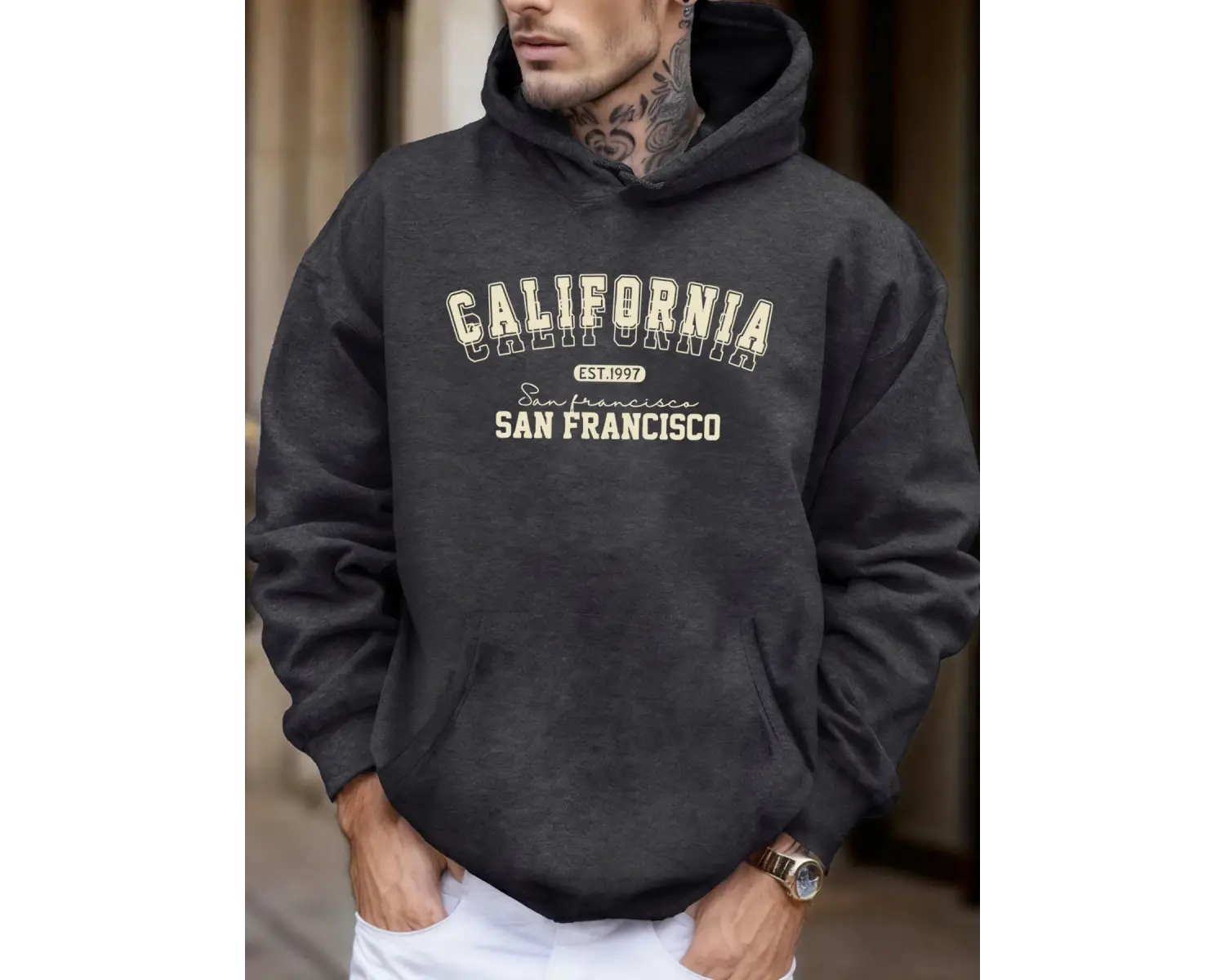 California San Francisco Est 1997 Baskılı Yumuşak Bol Kapüşonlu Üstler Polar Sonbahar Spor Gi