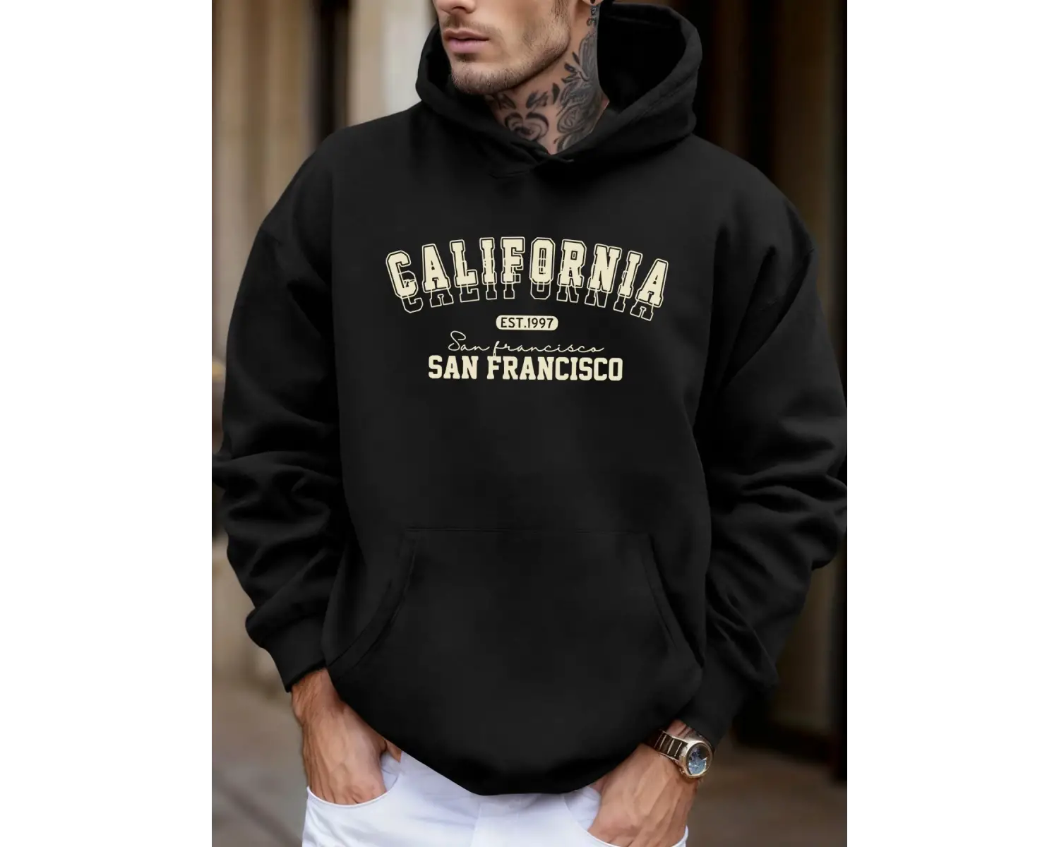 California San Francisco Est 1997 Baskılı Yumuşak Bol Kapüşonlu Üstler Polar Sonbahar Spor Gi