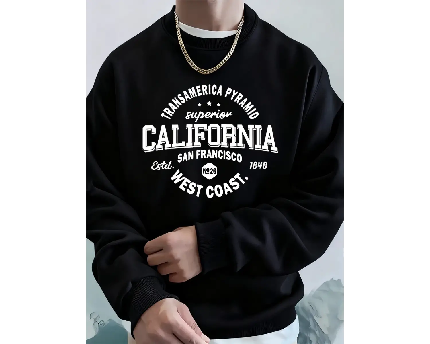 California West Coast Prints Erkek Kapüşonlular Sonbahar Gevşek Tişörtü Hip Hop Bisiklet Yaka
