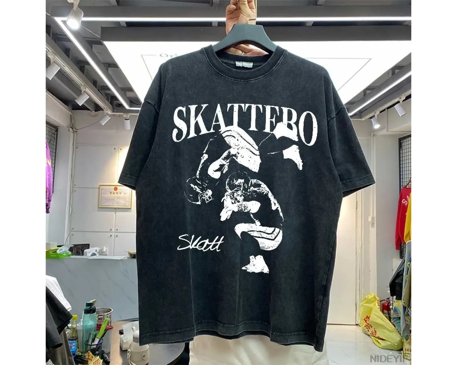 Cam Skattebo Büyük Boy T gömlek % 100% Pamuk Vintage Yıkanmış T-shirt erkekler kadınlar için
