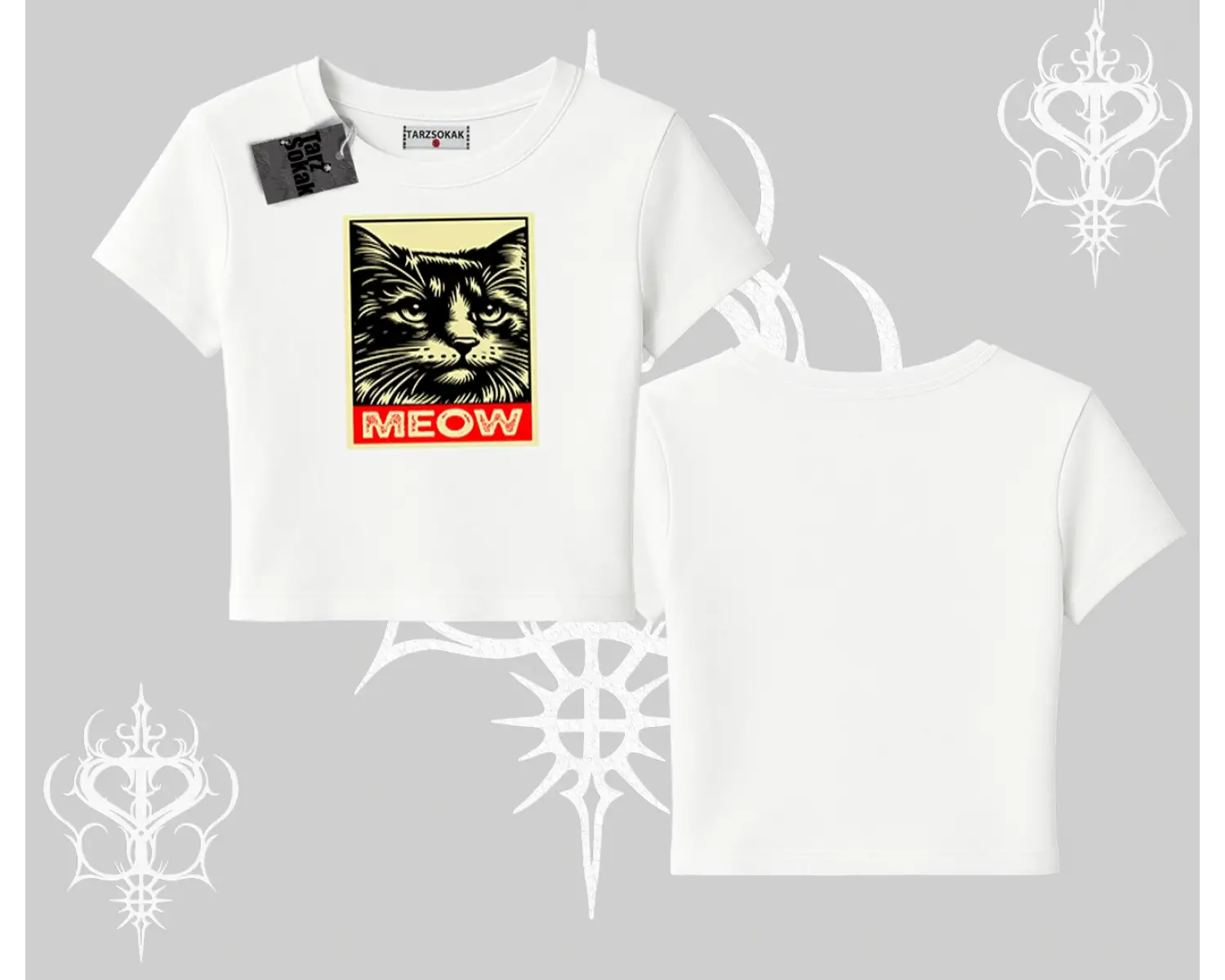 Candyland Yazılı Sevimli Kedi Baskılı Kayık Yaka Sweatshirt