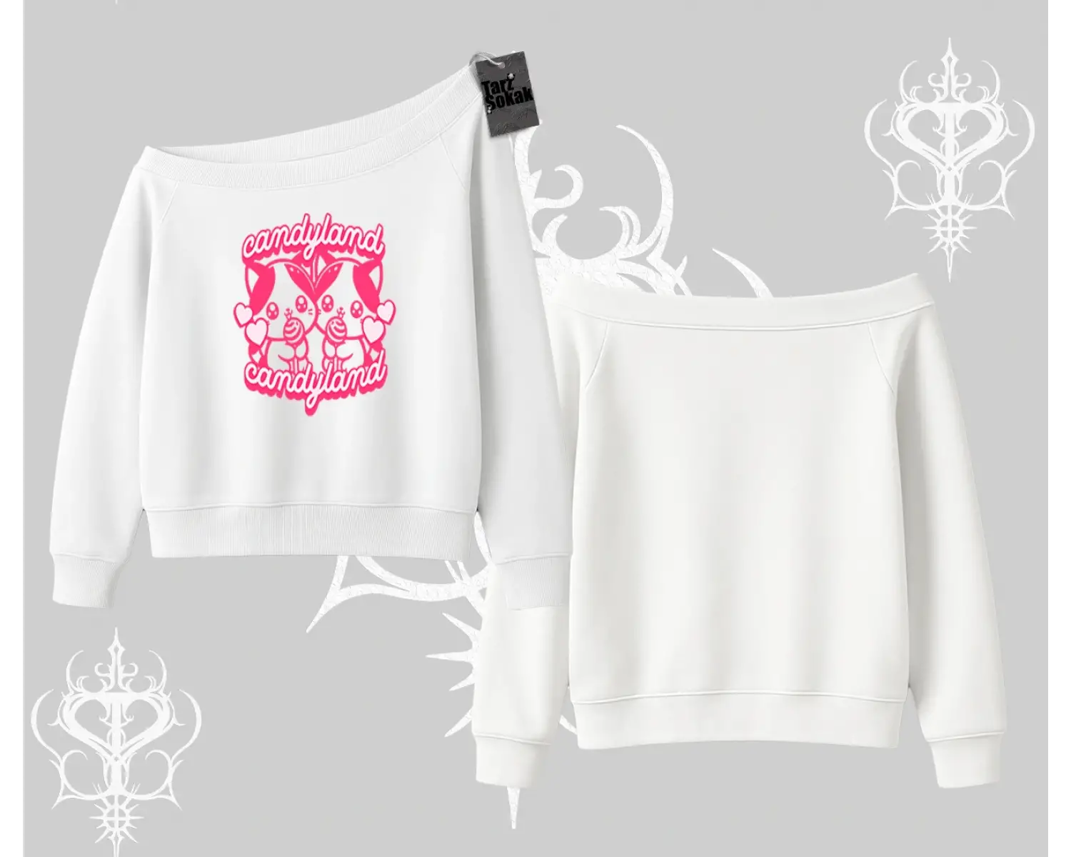 Candyland Yazılı Sevimli Kedi Baskılı Kolsuz Tshirt