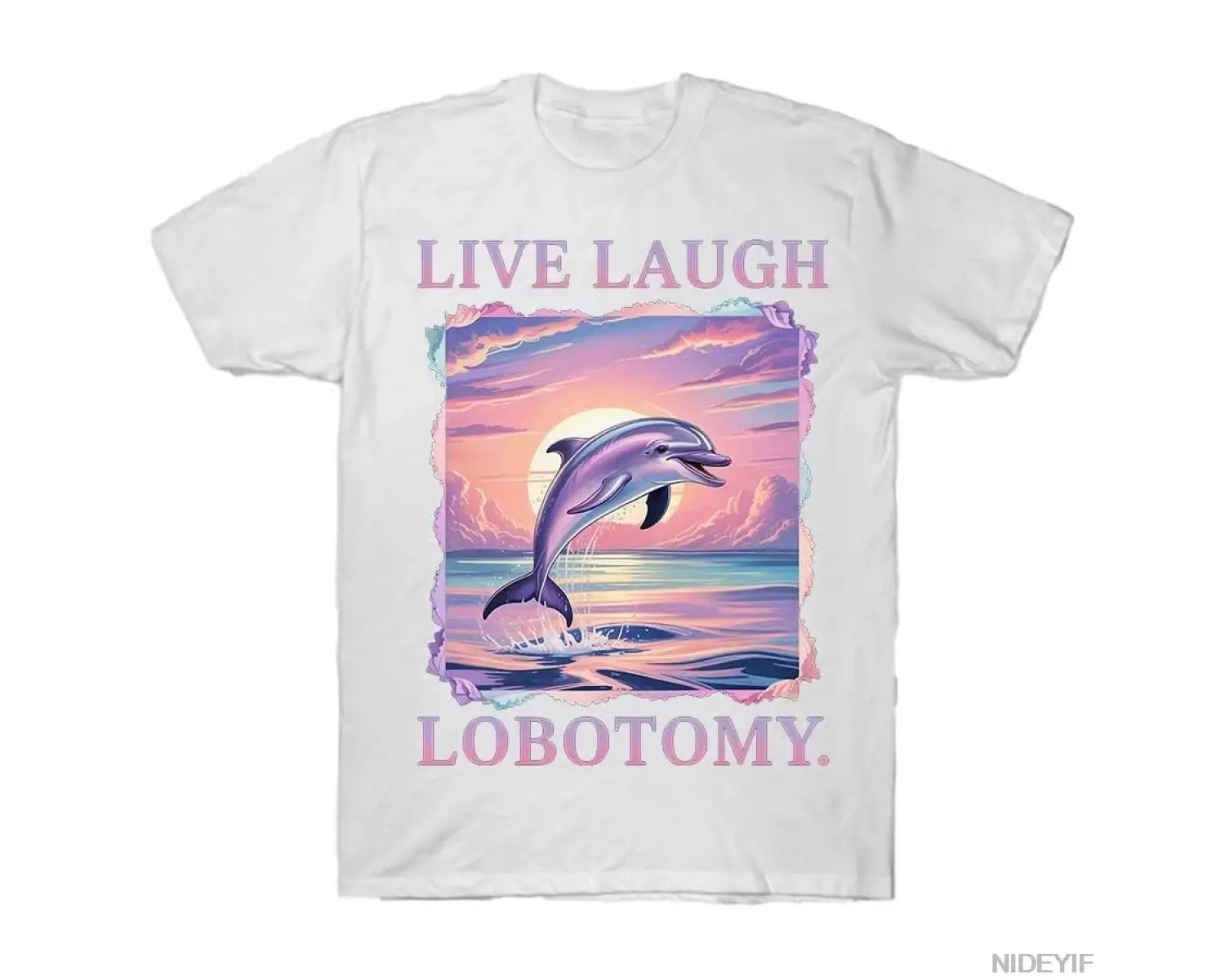 Canlı Gülmek Lobotomi Yunus T-shirt Erkekler Kadınlar Için % 100% Pamuk T Shirt Kısa Kollu Üs