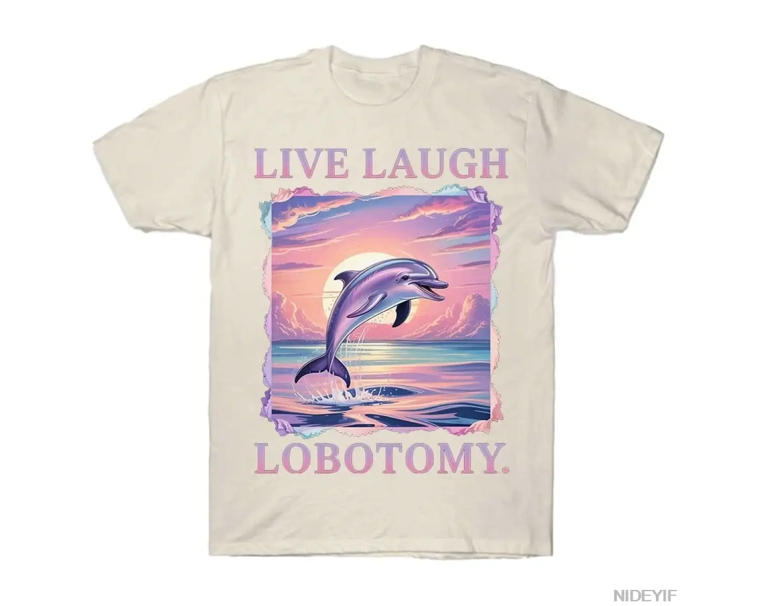 Canlı Gülmek Lobotomi Yunus T-shirt Erkekler Kadınlar Için % 100% Pamuk T Shirt Kısa Kollu Üs