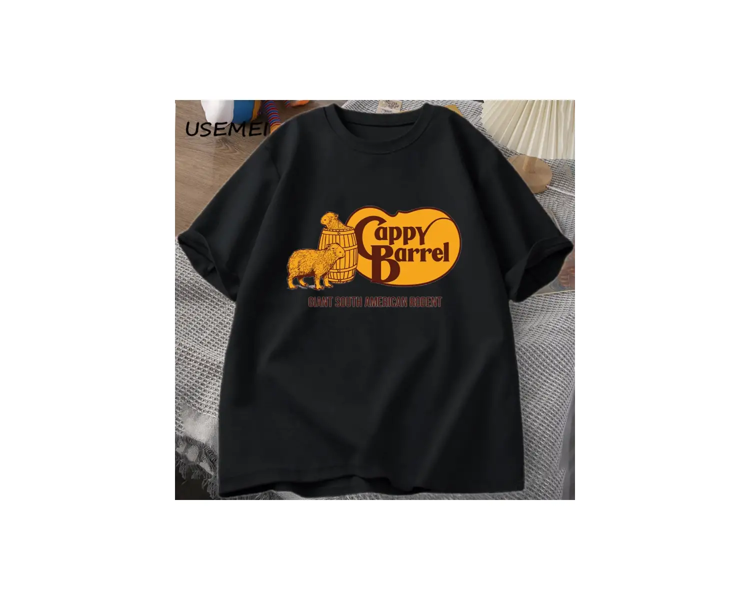 Cappy varil Capybara T-shirt erkekler yaz pamuk kısa kollu rahat grafikli tişört erkek giysil 2998