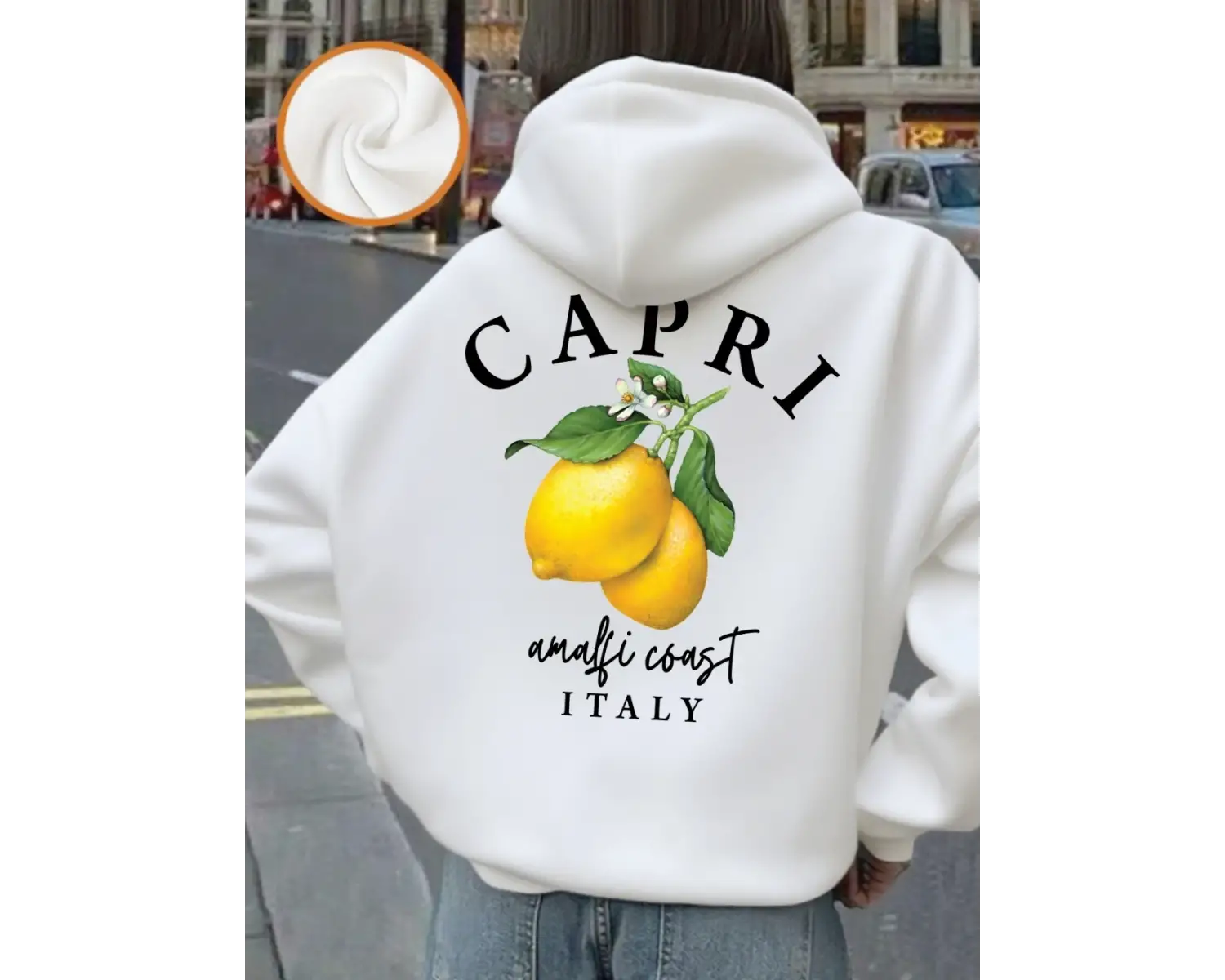 Capri Amalfi Coast İtalya Limon Baskılı Kapüşonlu Üstler Kadınlar Kışlık Polar Sıcak Sweatshi