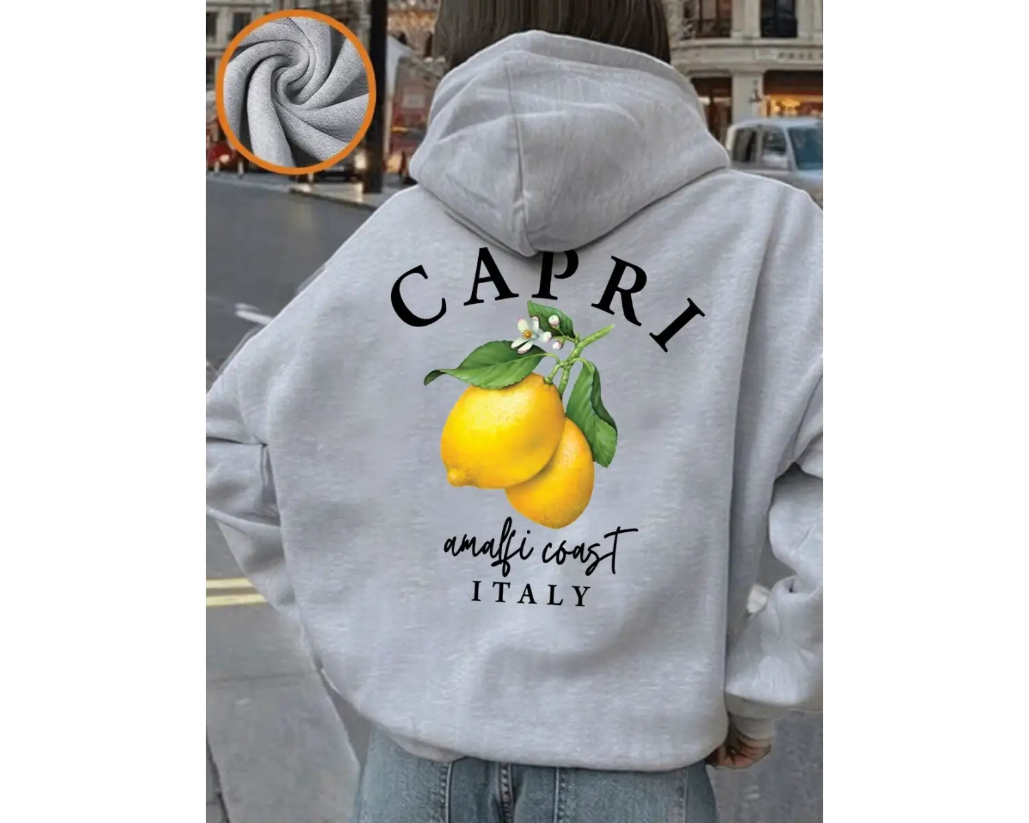 Capri Amalfi Coast İtalya Limon Baskılı Kapüşonlu Üstler Kadınlar Kışlık Polar Sıcak Sweatshi