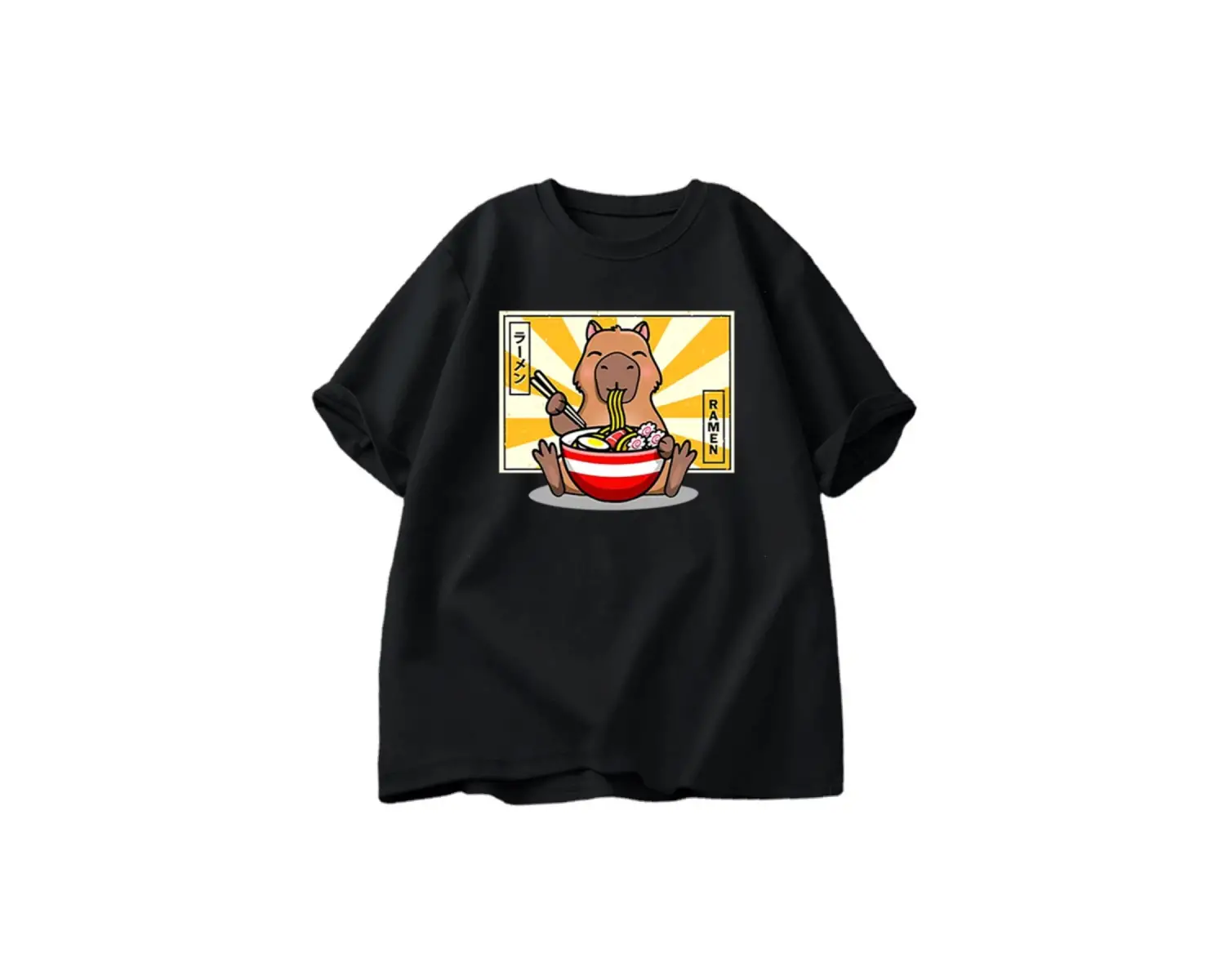Capybara pamuklu t-shirt rahat erkek giysileri boy kısa kollu Tees yaz japon Streetwear 90s h