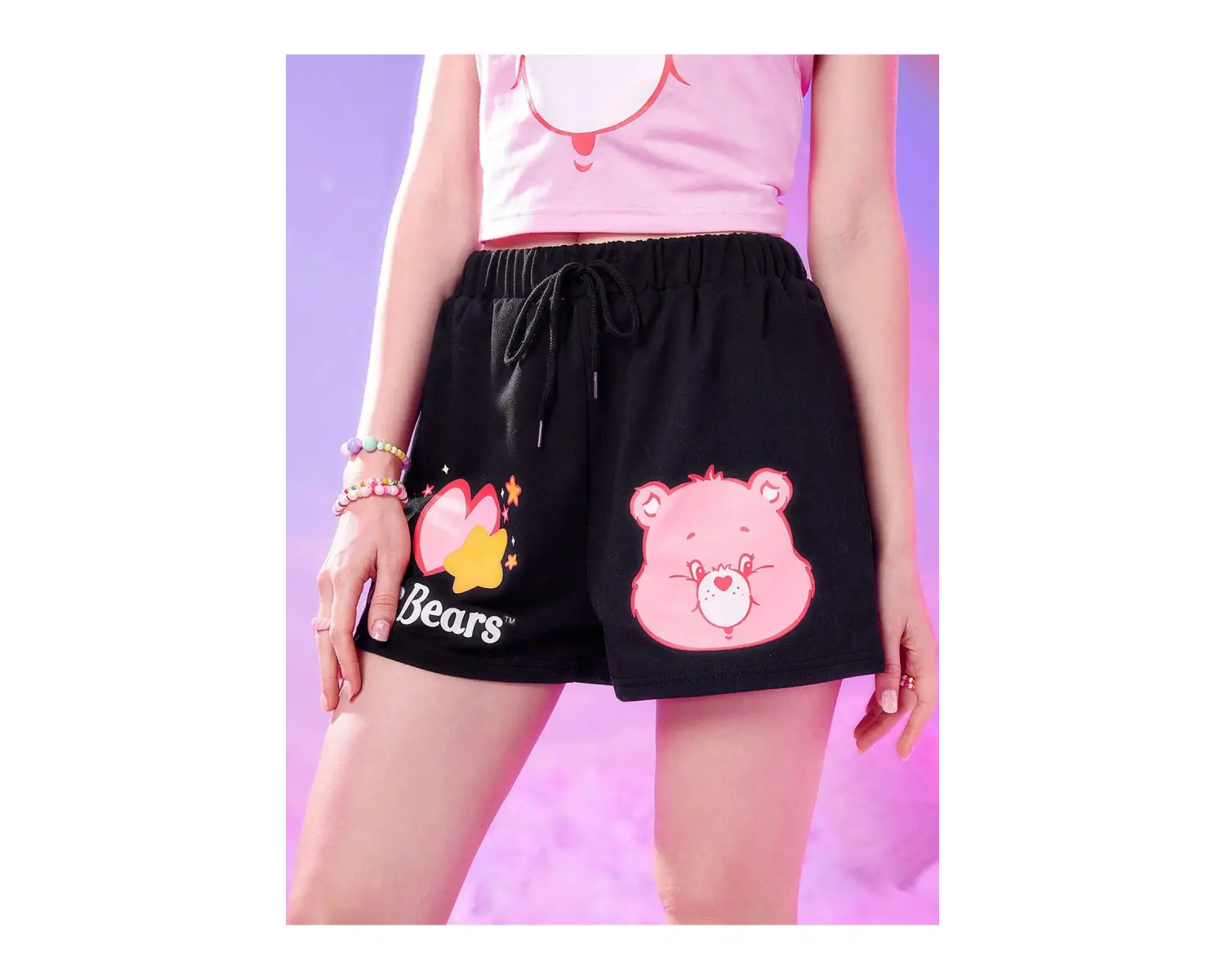 Care Bears Cartoon Graphic Drawstring Waist Şort