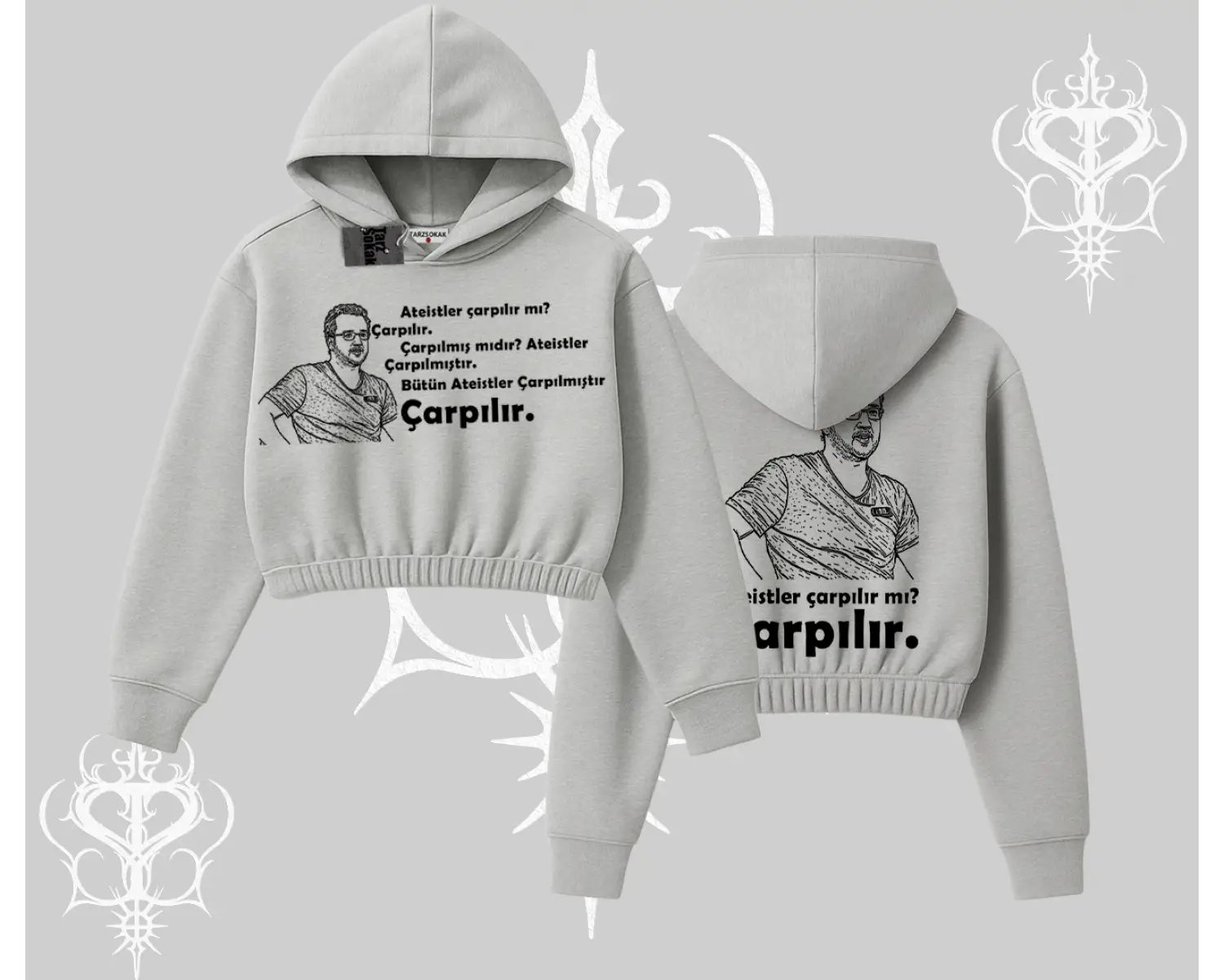Çarpılır mı? Çarpılmıştır. Kapşonlu Crop Sweatshirt