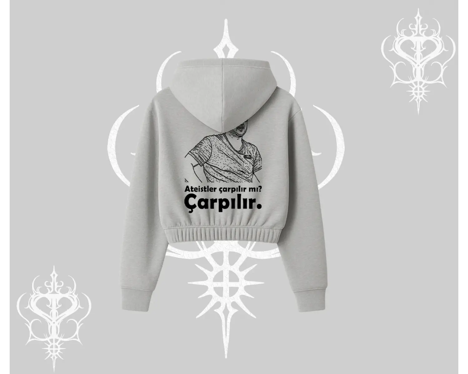 Çarpılır mı? Çarpılmıştır. Kapşonlu Crop Sweatshirt