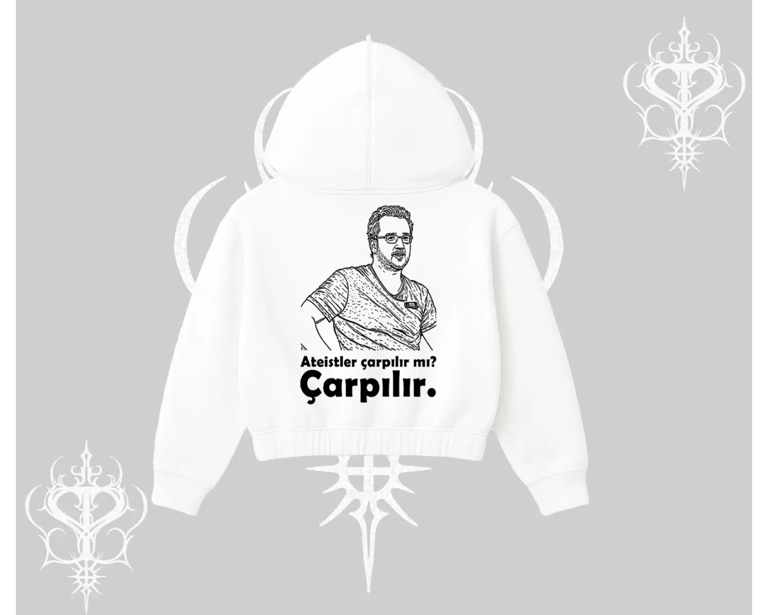 Çarpılır mı? Çarpılmıştır. Kapşonlu Crop Sweatshirt